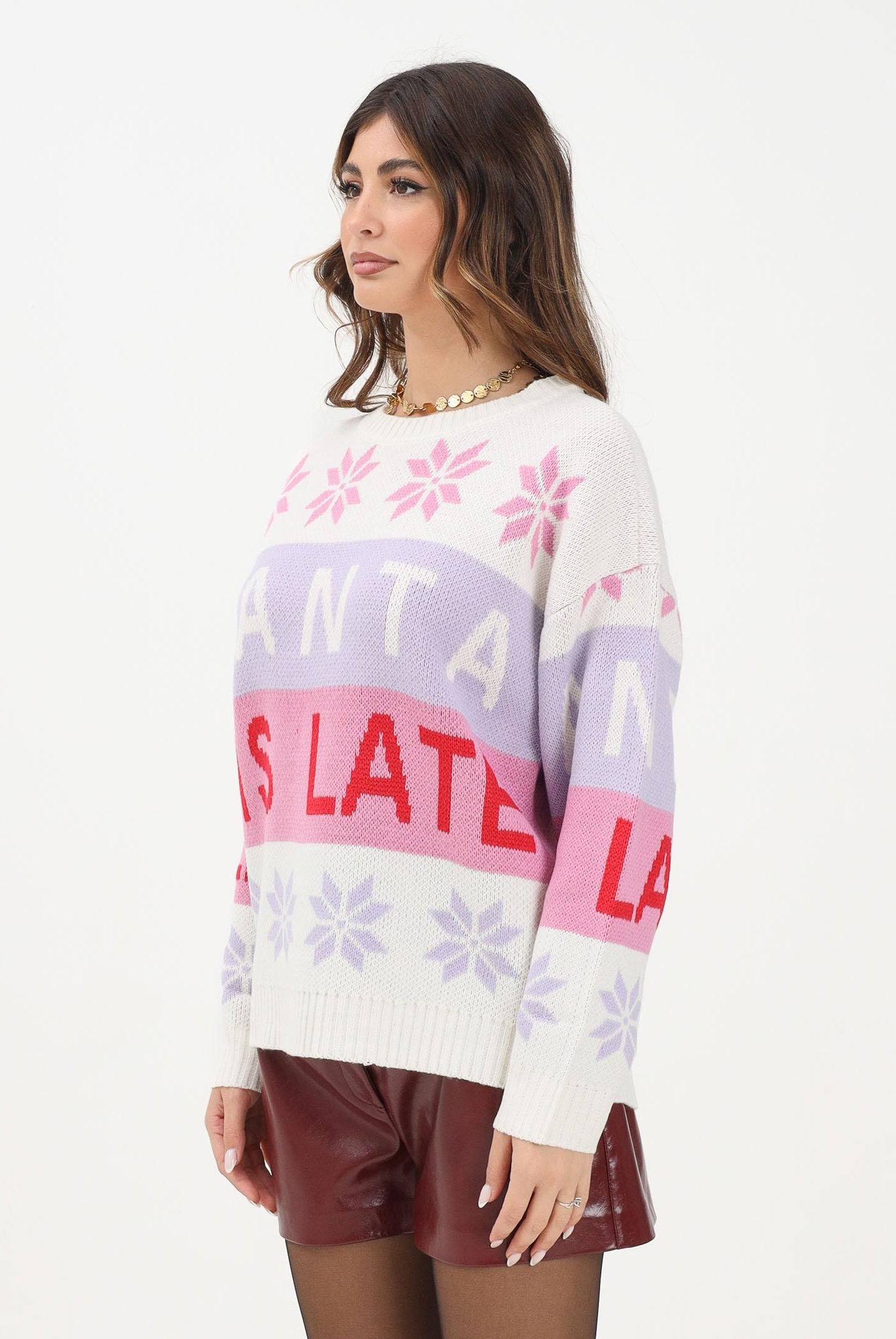 ONLY Maglioncino girocollo panna da donna dal mood vivace e natalizio 15354974 CloudDancer ONLY