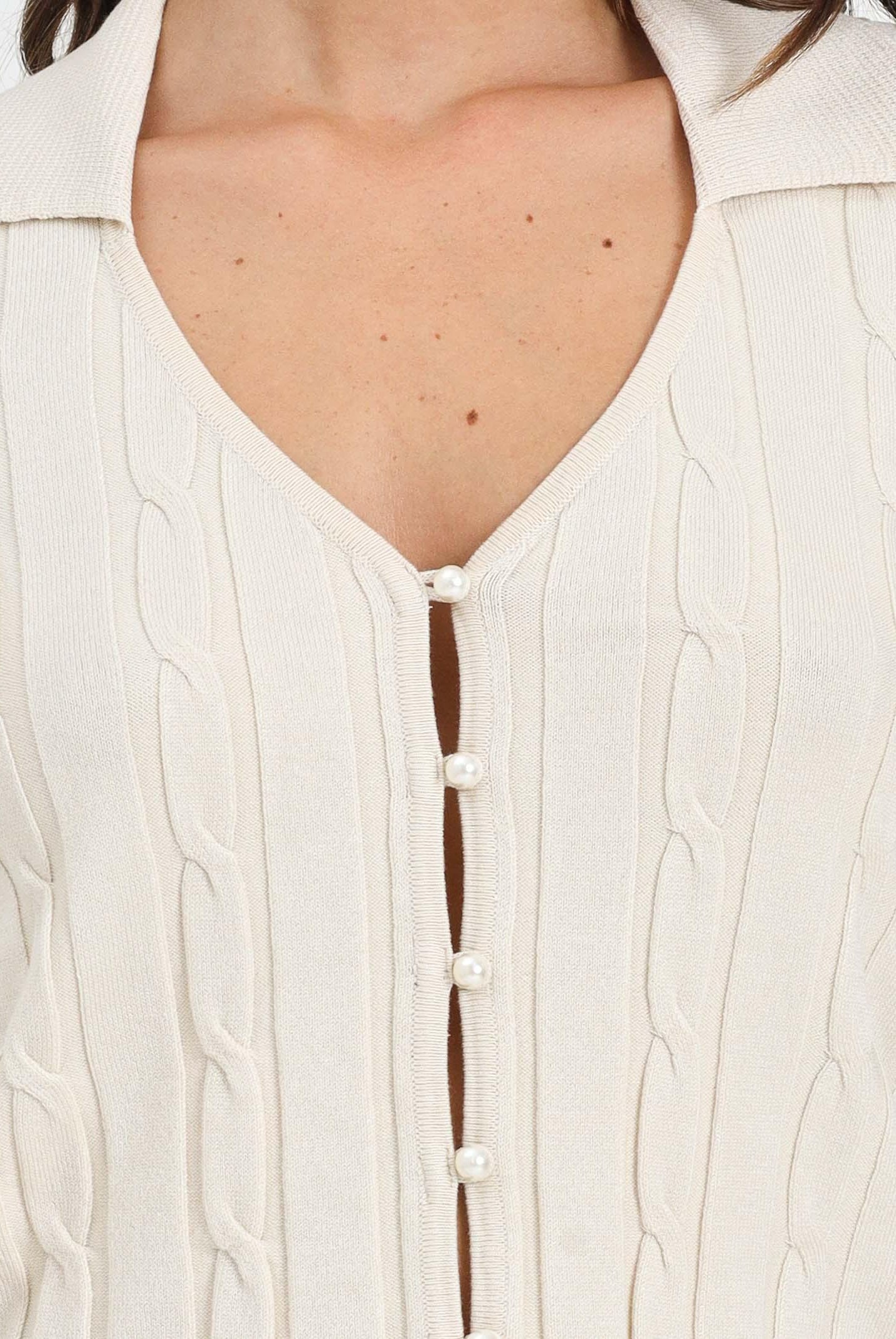 ONLY Cardigan panna da donna con bottoni perla 15352102 Birch ONLY