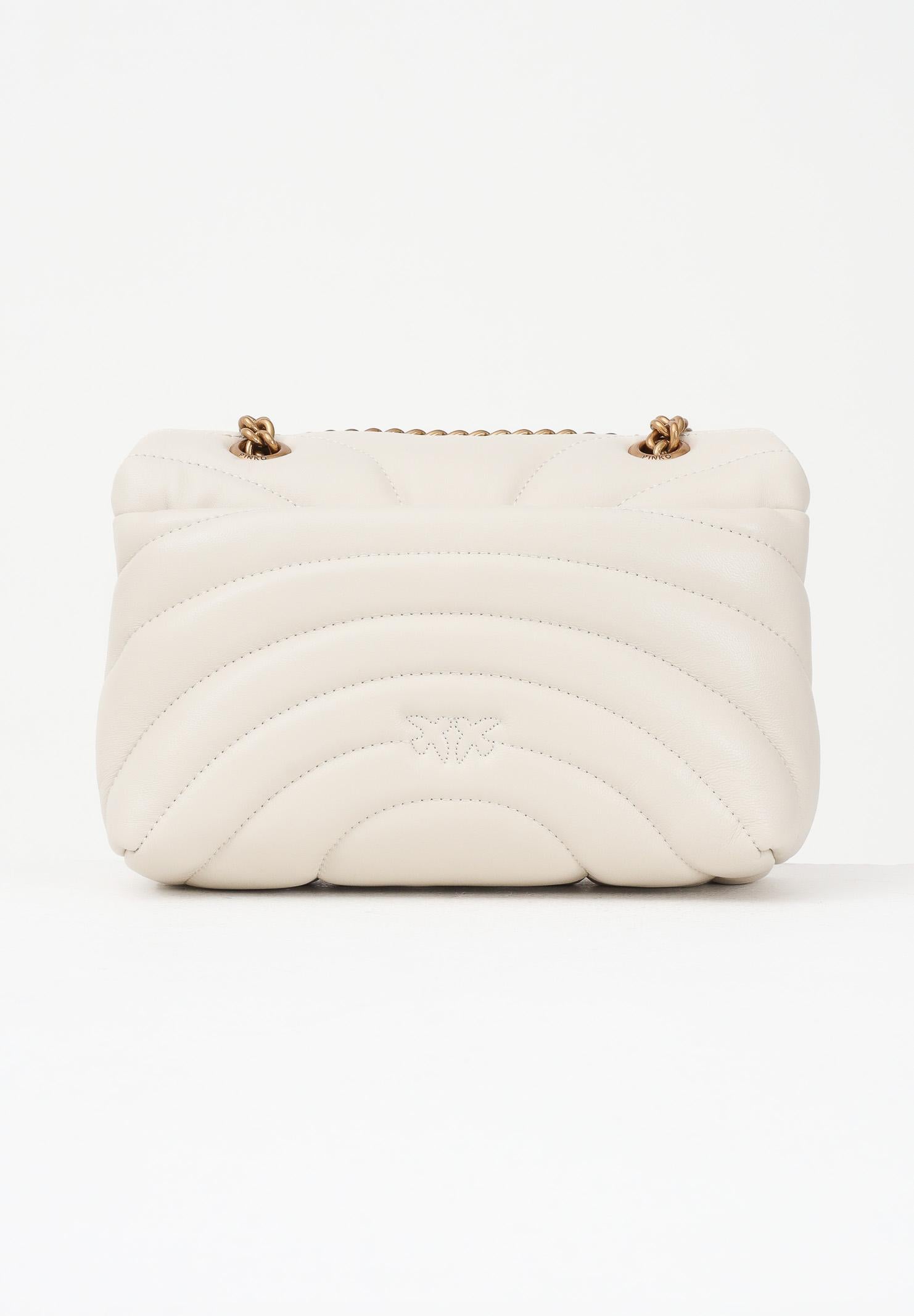 PINKO Borsa a tracolla Mini Love Bag Puff panna da donna in nappa con trapuntatura Butterfly 100039A1EX Z14Q PINKO