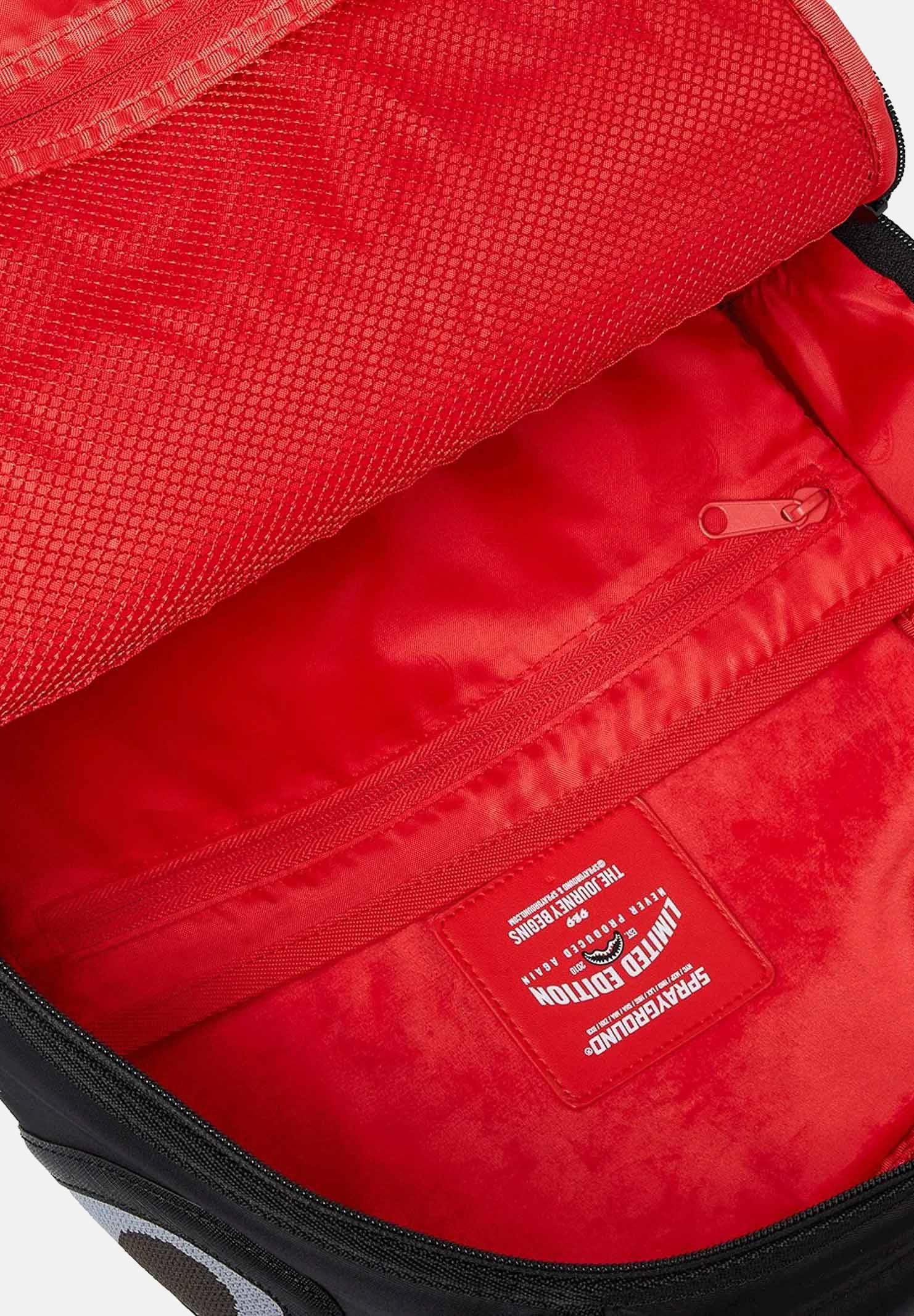 SPRAYGROUND Zaino SHARK CENTRAL YELLOW TAPE DLX SATINATO nero per uomo e donna 910B7736NSZ SPRAYGROUND