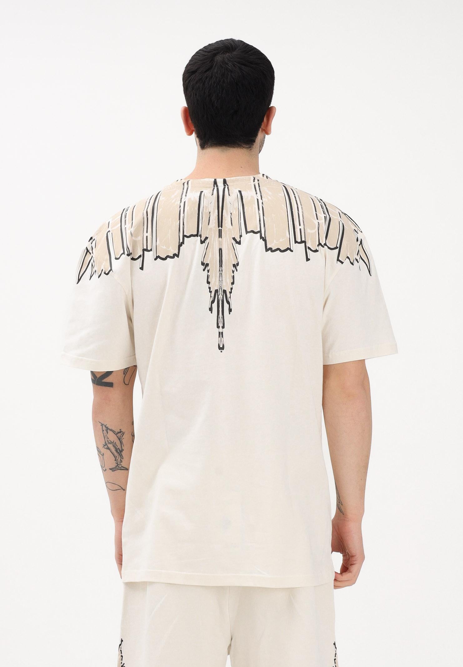 MARCELO BURLON COUNTY OF MILAN T-shirt a manica corta panna da uomo con stampa S6CMMATH021 412 MARCELO BURLON COUNTY OF MILAN