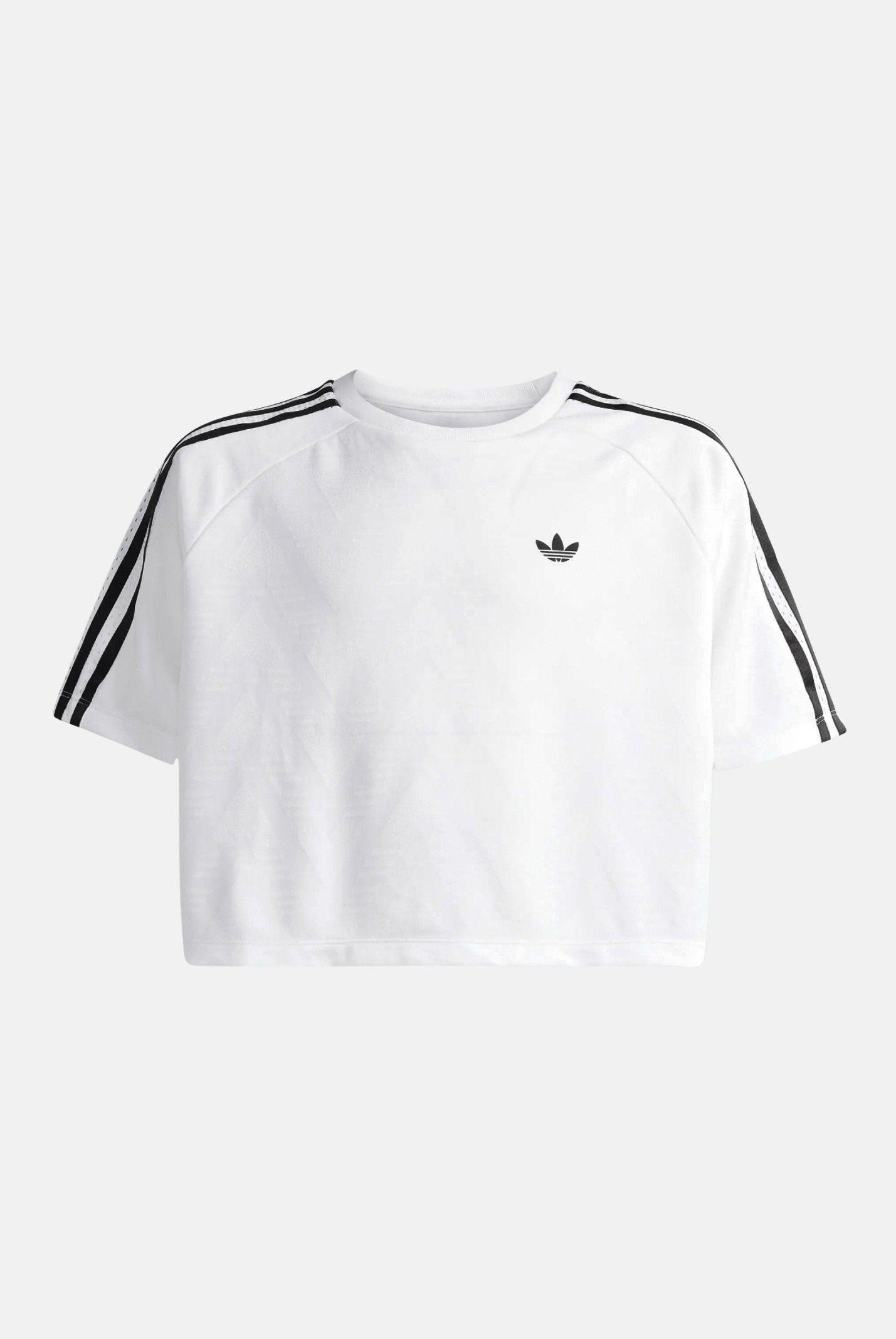 ADIDAS ORIGINALS T-shirt a manica corta Loose Boxy Jacquard bianca da bambina KD7830 . ADIDAS ORIGINALS