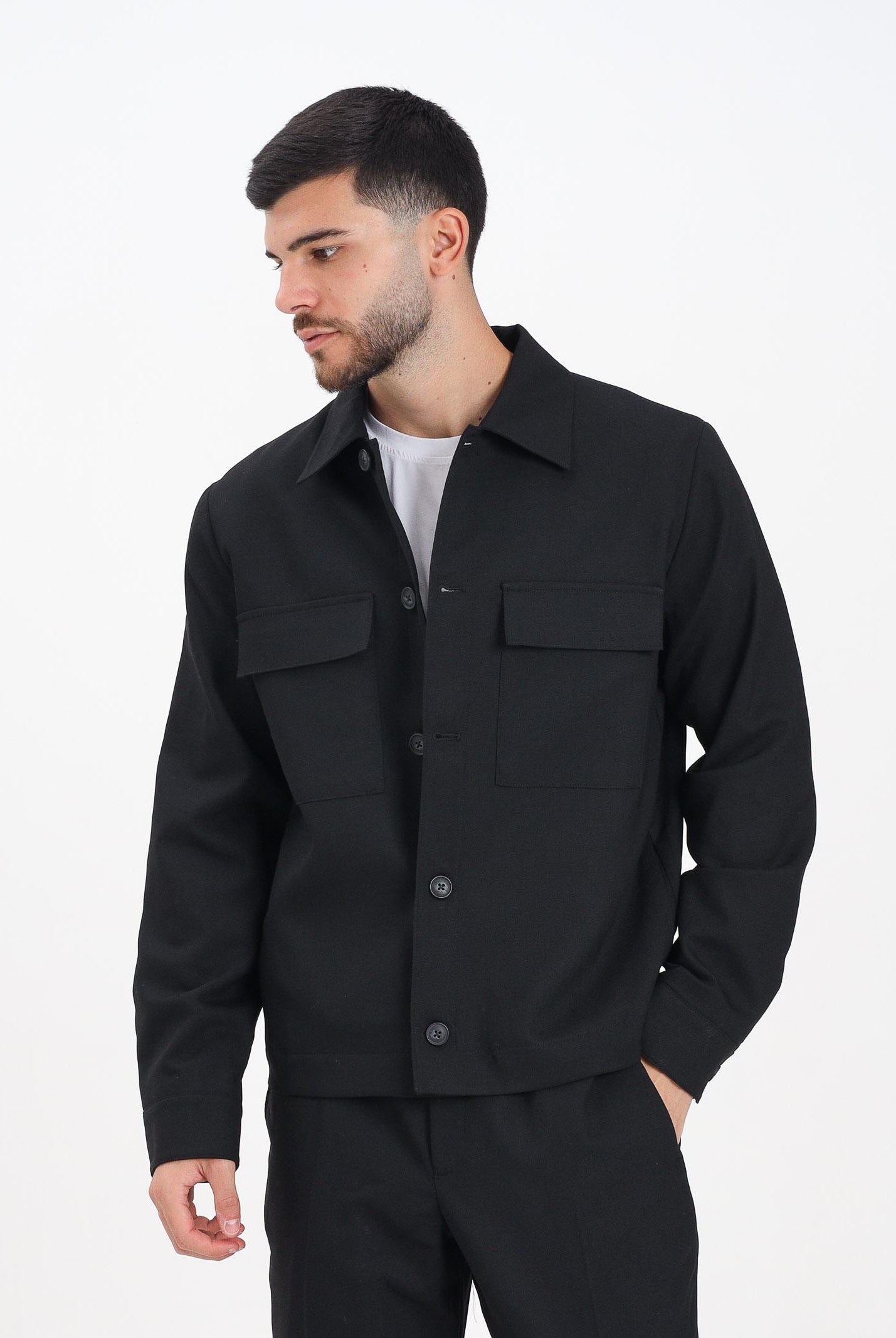 SELECTED HOMME Camicia a manica lunga nera da uomo 16095796 Black SELECTED HOMME