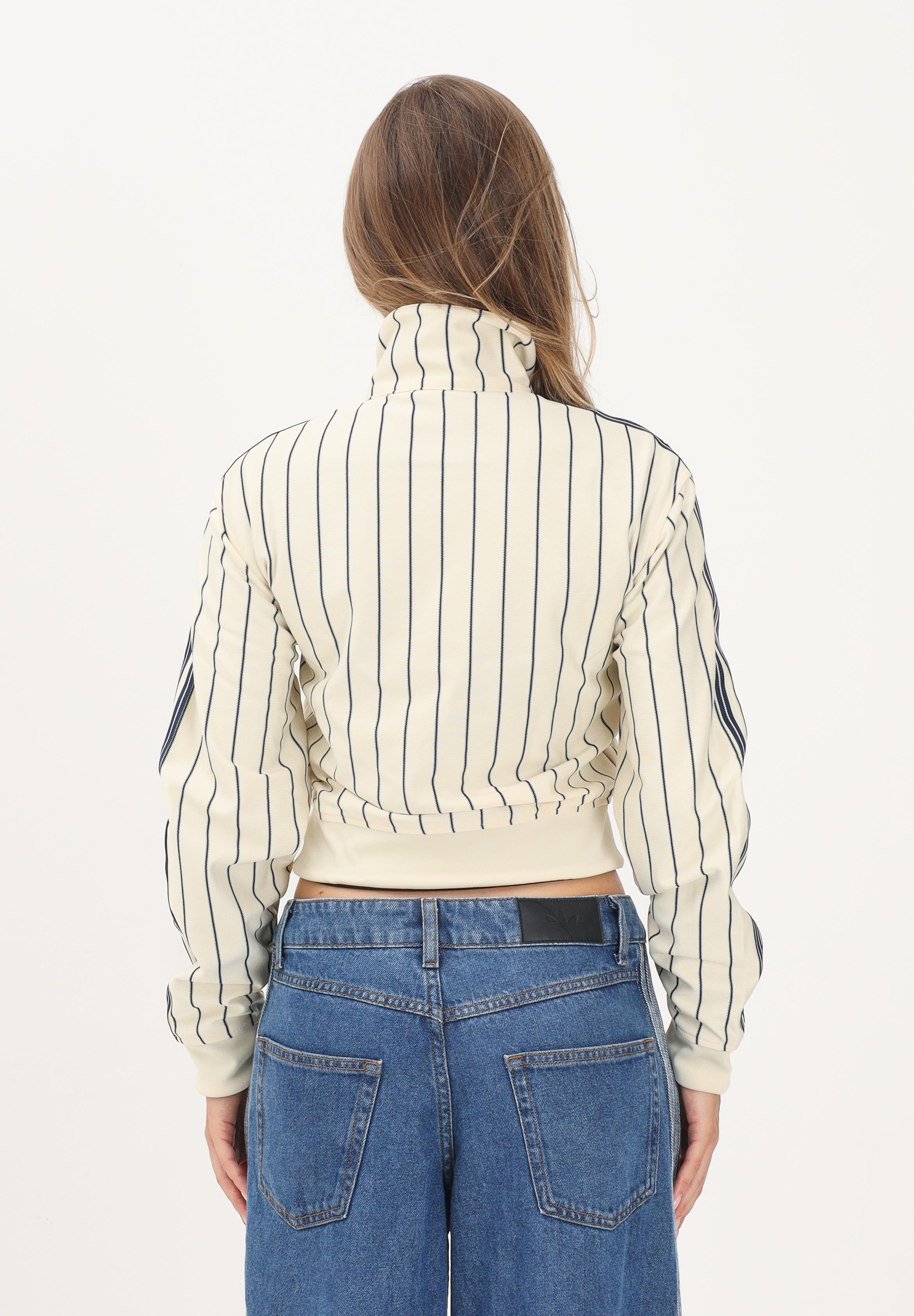 ADIDAS ORIGINALS felpa con zip Reversible Firebird Track Top Warm Vanilla / Night Indigo beige e blu donna. KR7031 . ADIDAS ORIGINALS