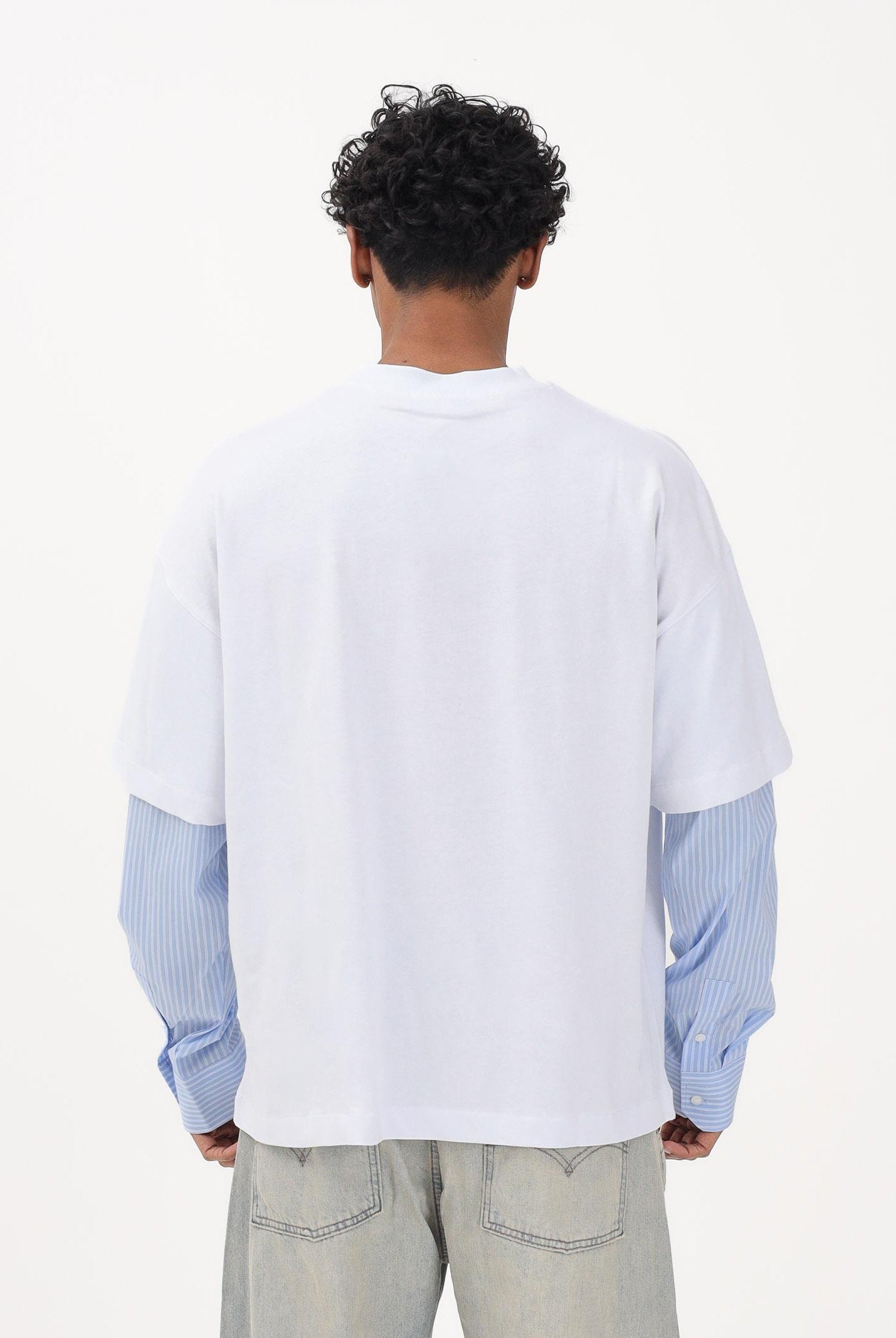 I'M BRIAN T-shirt a manica lunga bianca da uomo con maniche a camicia TS3739 002 I'M BRIAN