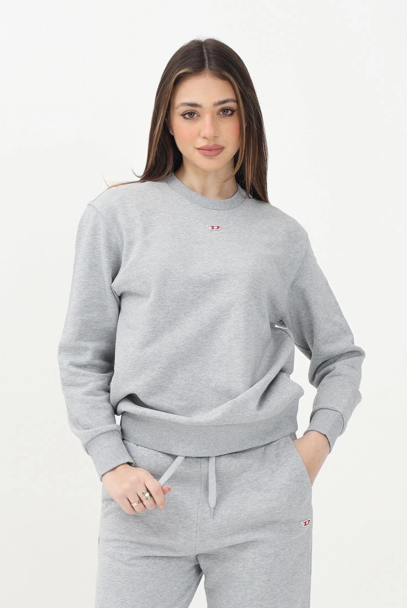 DIESEL Felpa girocollo Sginnd Over grigia per donna, ragazzi e bambini J022340GEAD K963 DIESEL