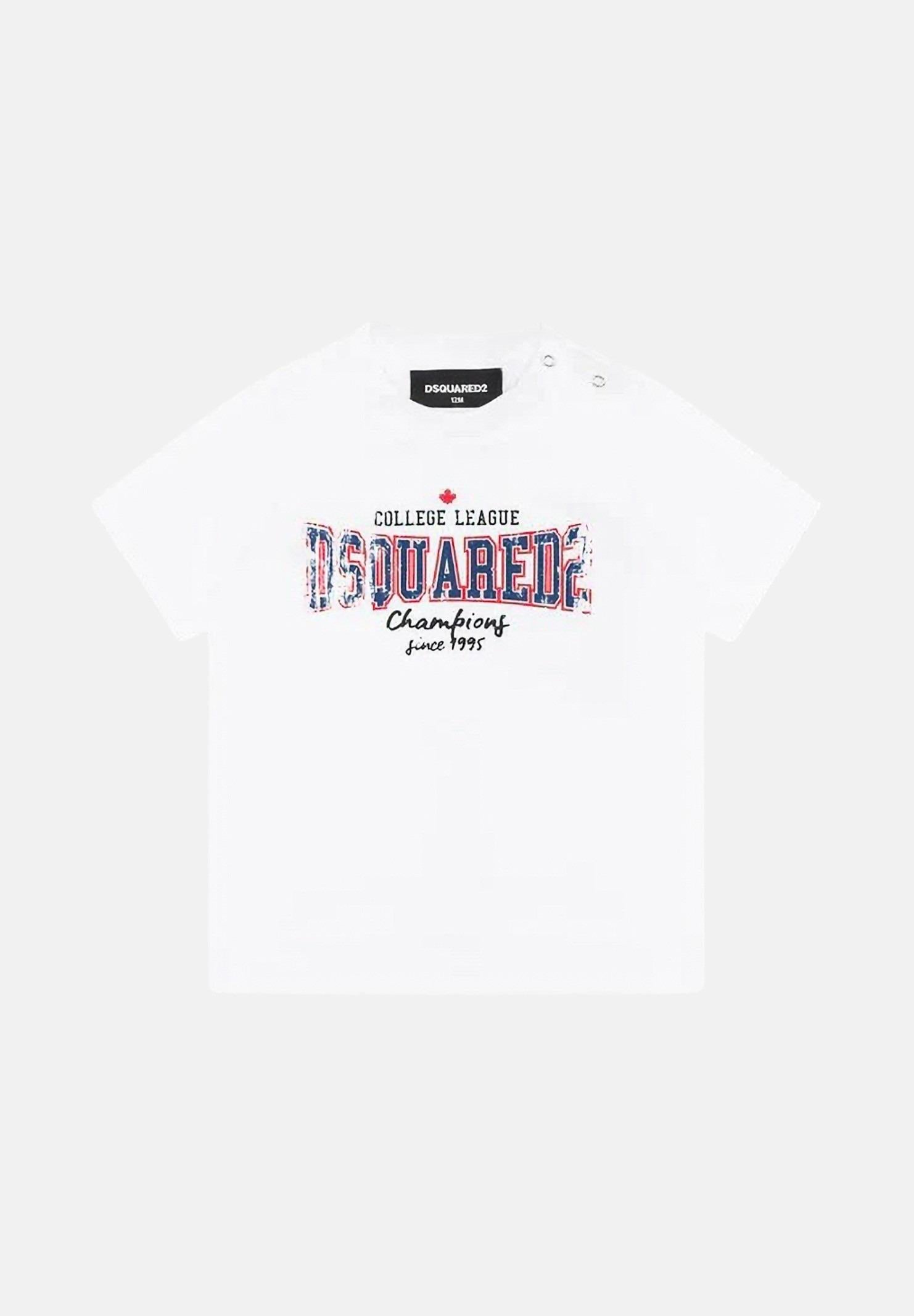 T-shirt bianca da neonato con stampa logo DQ2855D0ACD DQ100 DSQUARED2
