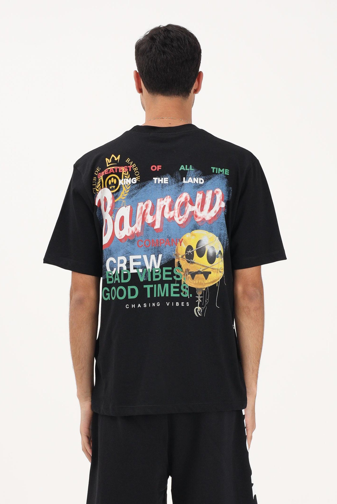 BARROW T-shirt a manica corta nera per uomo e donna con maxi stampa sul retro S6BWUATH086 110 BARROW