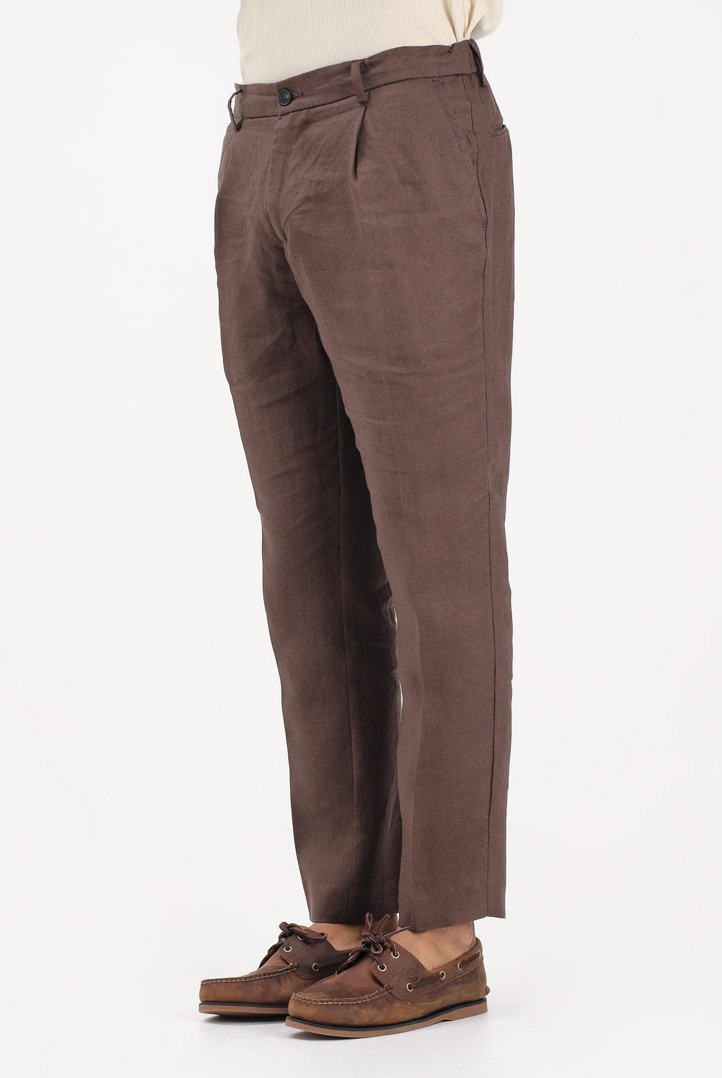 ENTRE AMIS Pantalone in lino marrone da uomo P26JAP5RENO2148 5174 ENTRE AMIS
