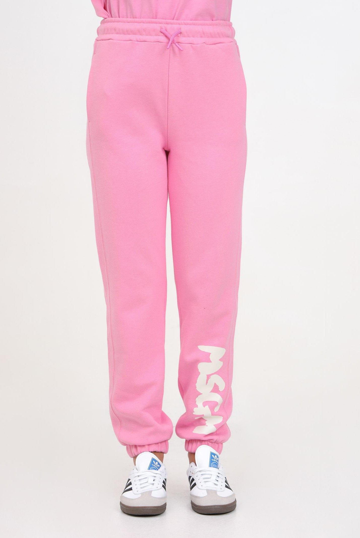 Pantalone sportivo rosa per donna e bambina rifinito da stampa logo F4MSJUFP063 042 MSGM