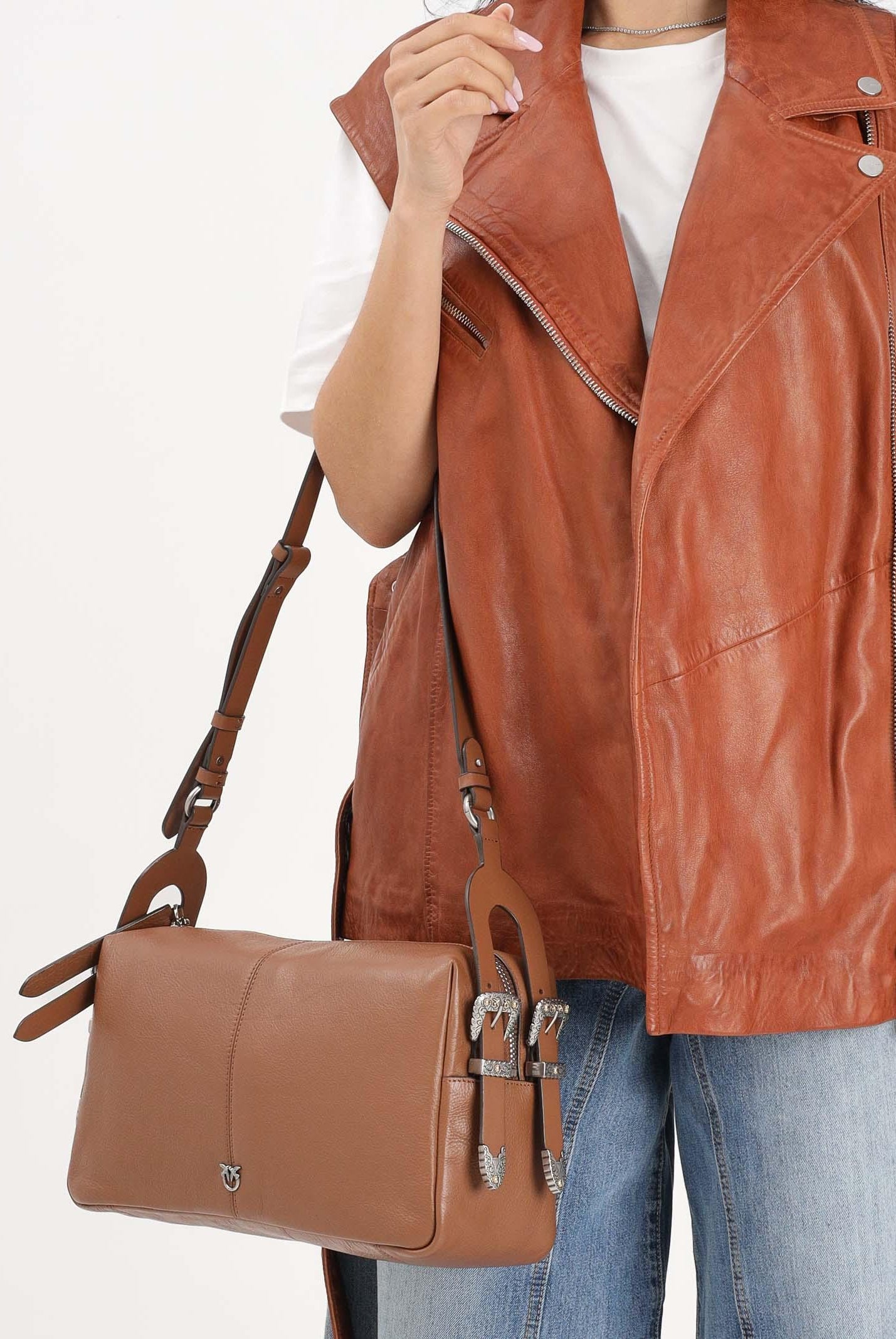 PINKO Borsa a spalla Keeper Bag marrone da donna 106676A2JG L17O PINKO
