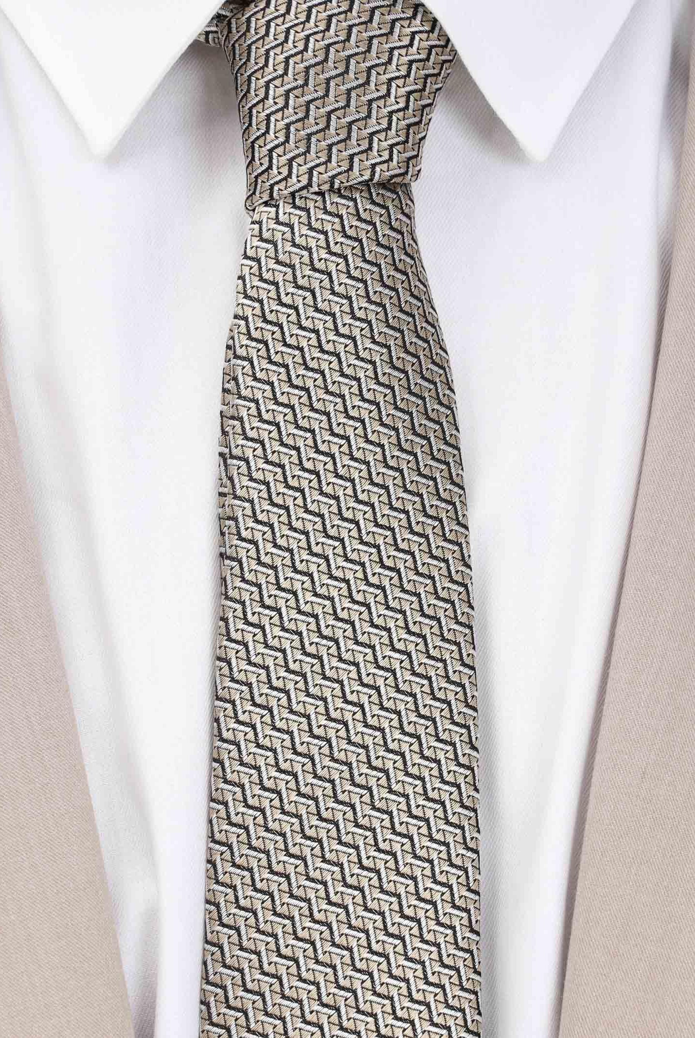 Cravatta beige da uomo con motivo astratto 2059/4C LANVIN