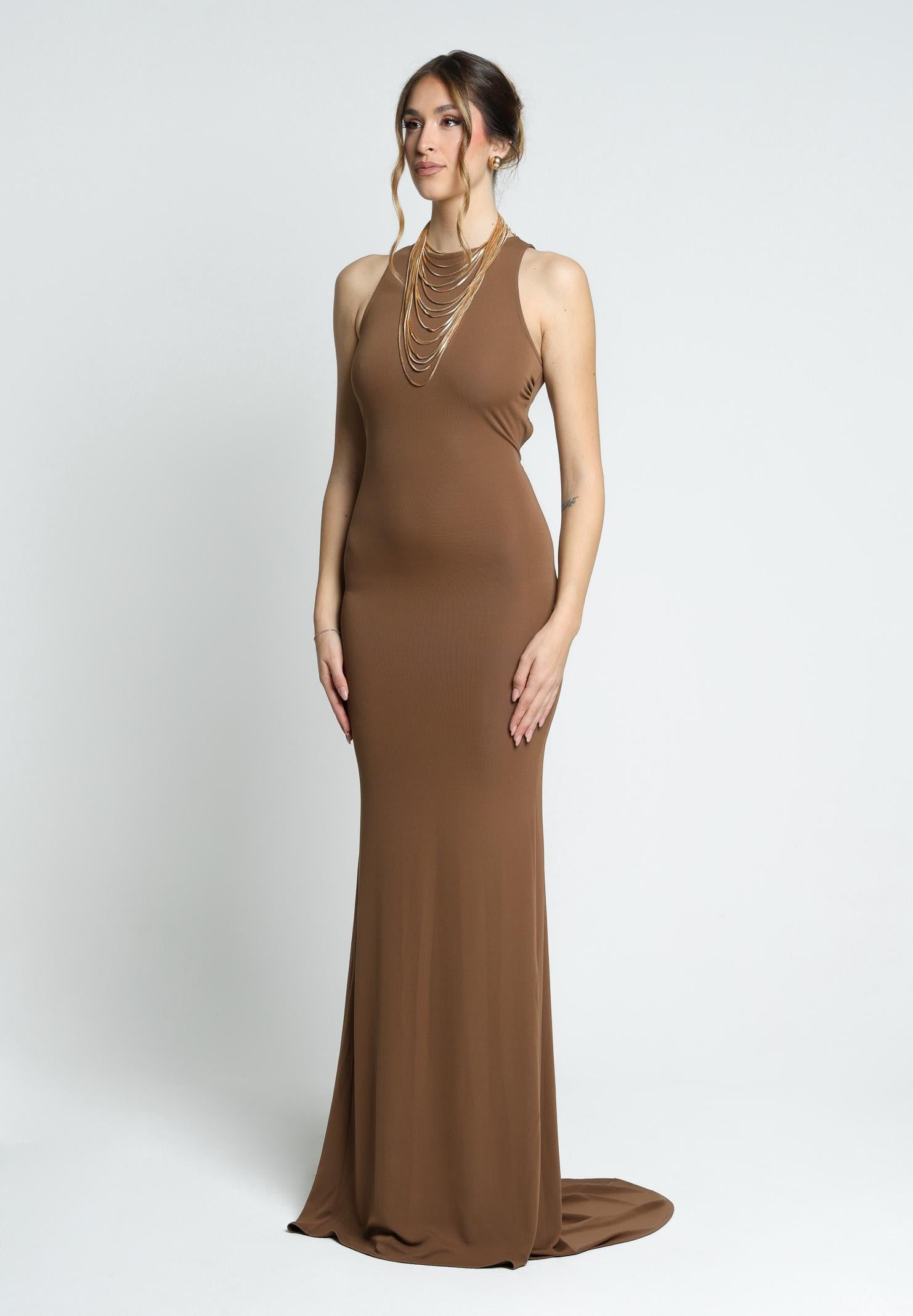 SANTAS Abito lungo BON BON marrone da donna PV25010 MARRONE SANTAS