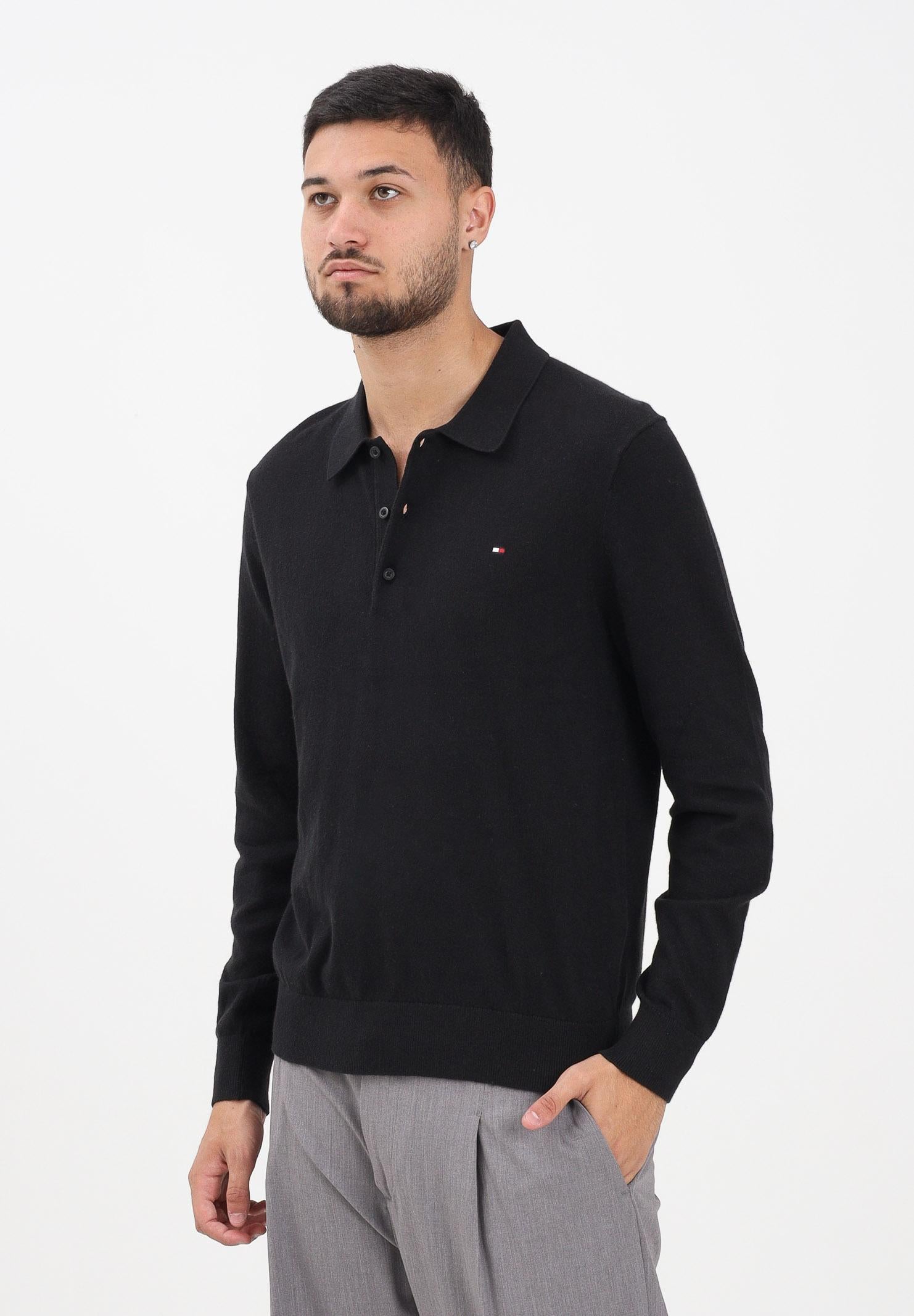 TOMMY HILFIGER Maglioncino stile polo nero da uomo MW0MW36519BDS TOMMY HILFIGER