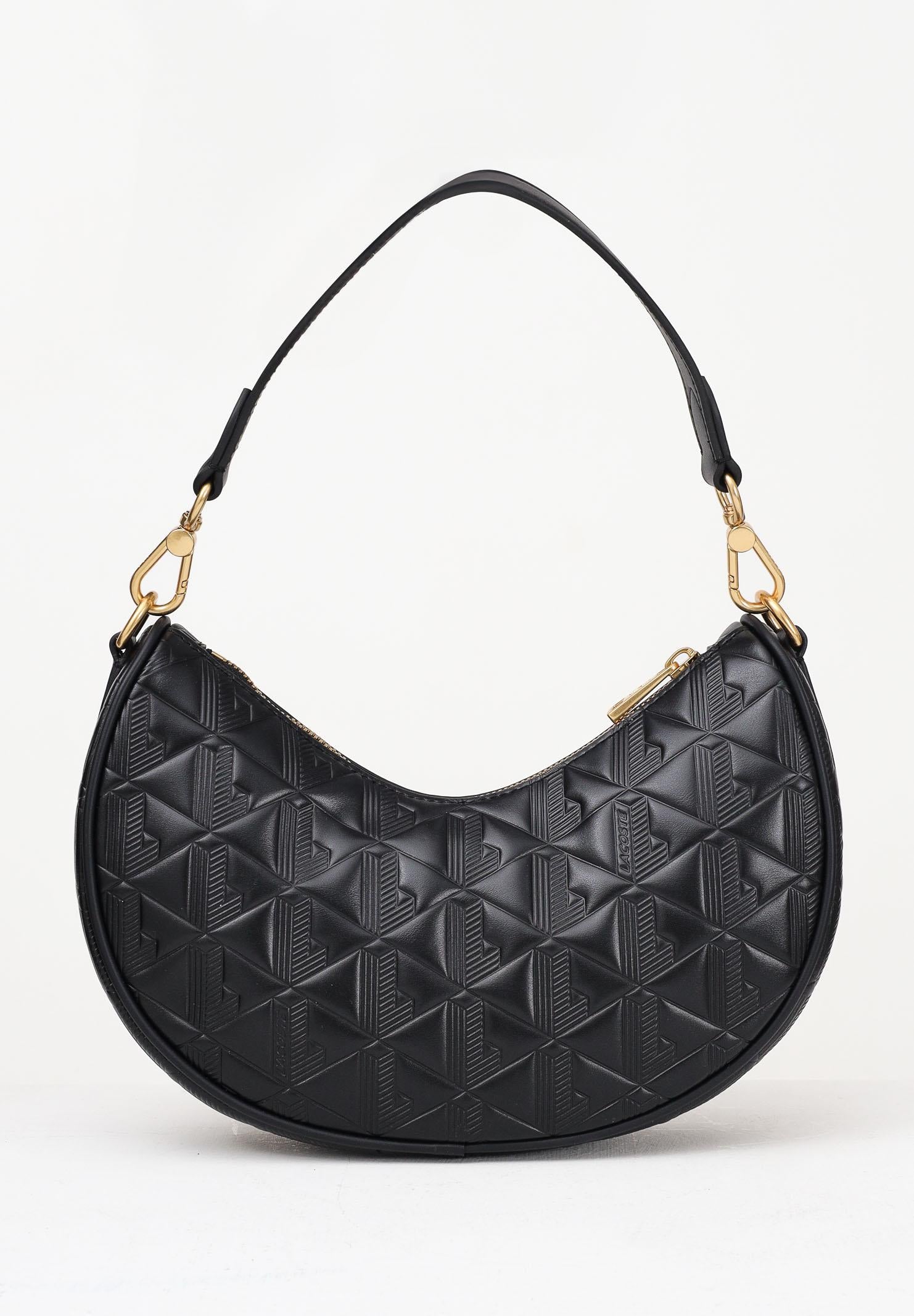 LACOSTE Borsa a spalla nera da donna in pelle goffrata Maheki NF4710 000 LACOSTE
