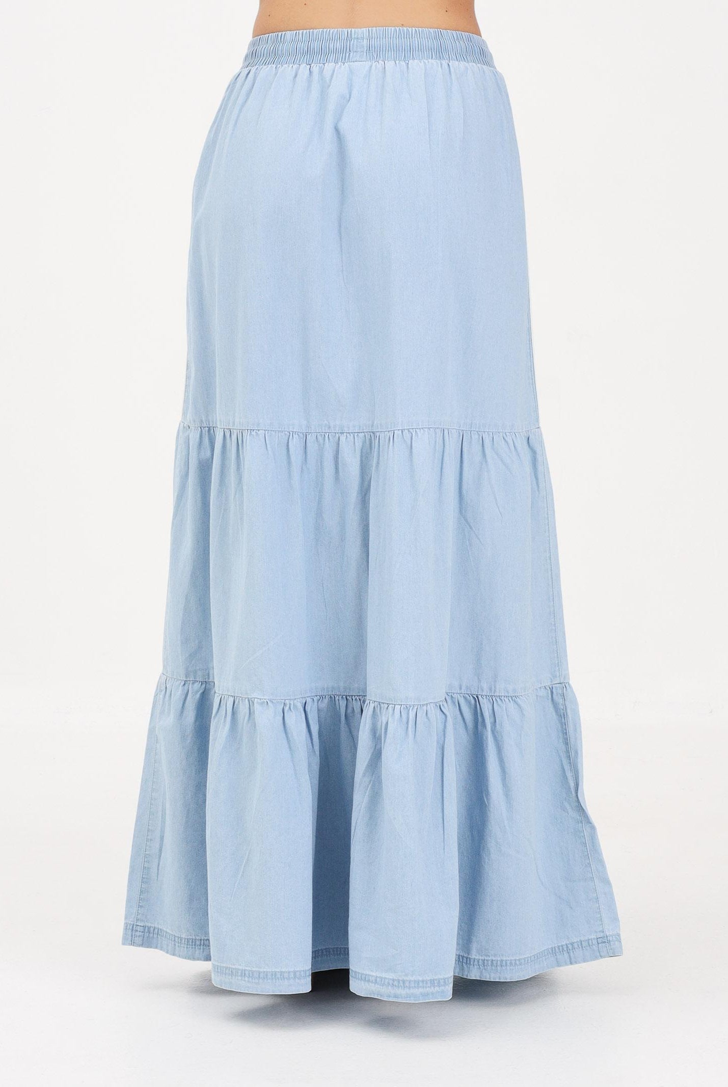 ADIDAS ORIGINALS Gonna lunga SUMMER GLOW in denim chiaro da donna KY8113 . ADIDAS ORIGINALS