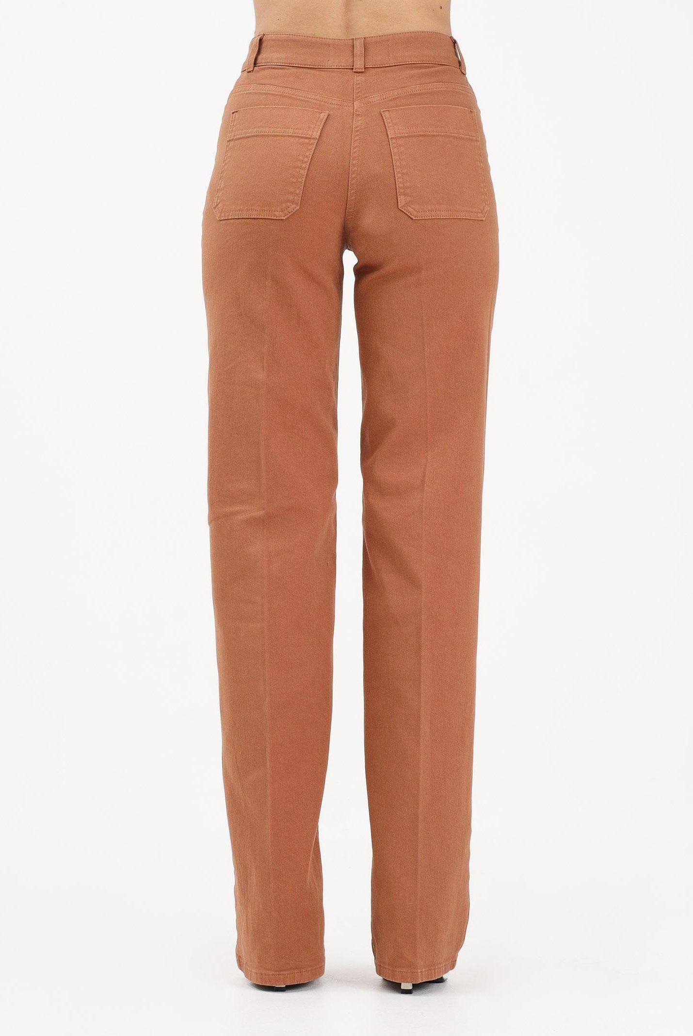 ELISABETTA FRANCHI Jeans a vita alta cuoio da donna con dettagli gioiello PJ25D61E2 600 ELISABETTA FRANCHI