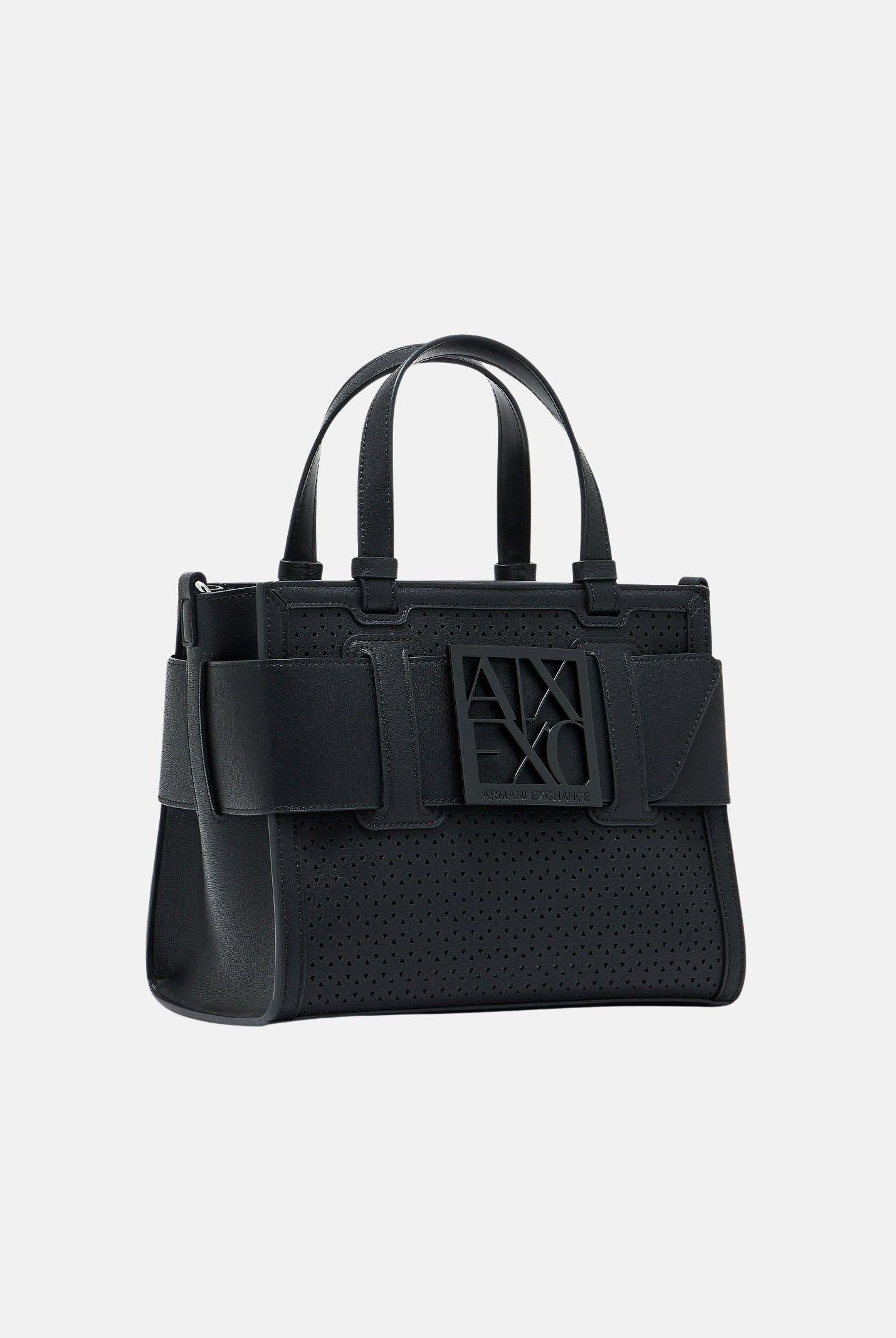 ARMANI EXCHANGE Borsa a mano nera da donna con fibbia logo XW000392AF22626 UC001 ARMANI EXCHANGE