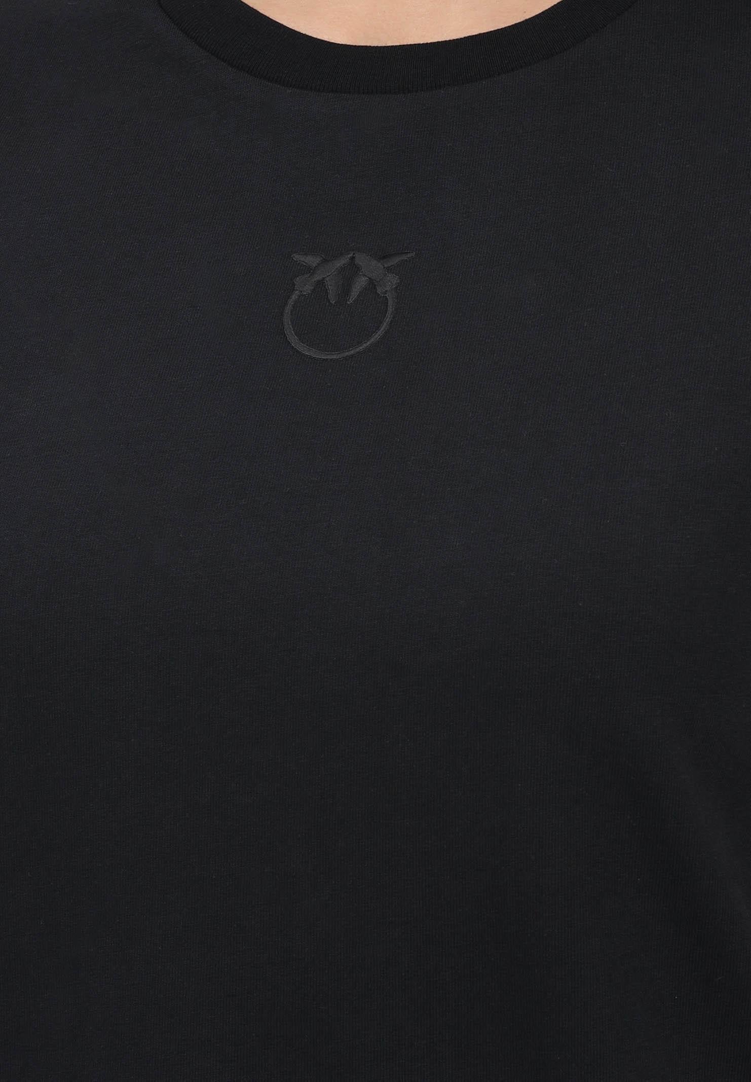 PINKO T-shirt a manica corta nera da donna con ricamo logo Love Birds 100355A339 Z99 PINKO
