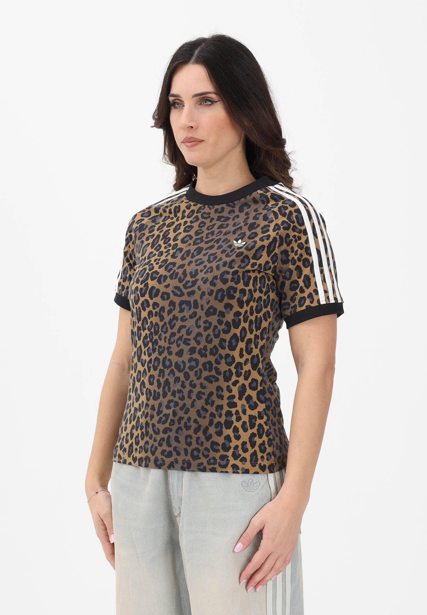 ADIDAS ORIGINALS T-shirt a manica corta Leopard Cali beige da donna JW7304 . ADIDAS ORIGINALS