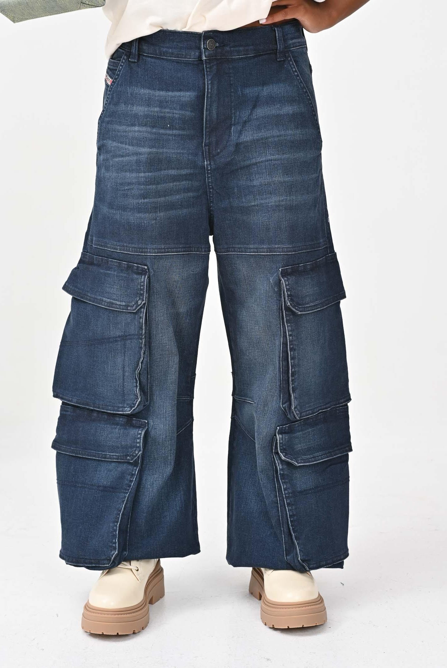 DIESEL Jeans cargo D-Argjx in denim blu per donna, ragazzi e bambini J02514KXBQL K01 DIESEL