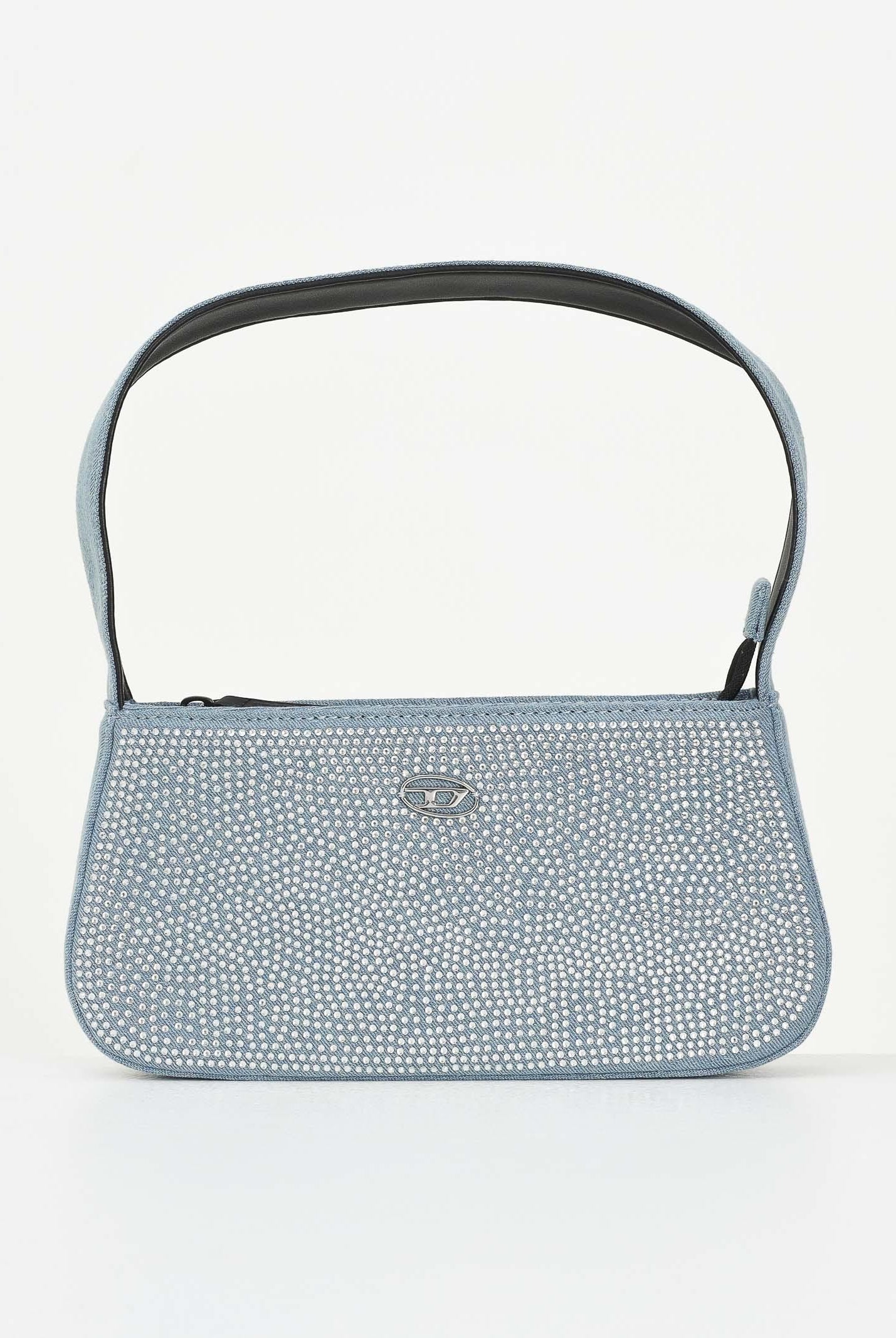 DIESEL Borsa a spalla WJULIE in denim da donna con strass applicati J02530KXBRM K01 DIESEL