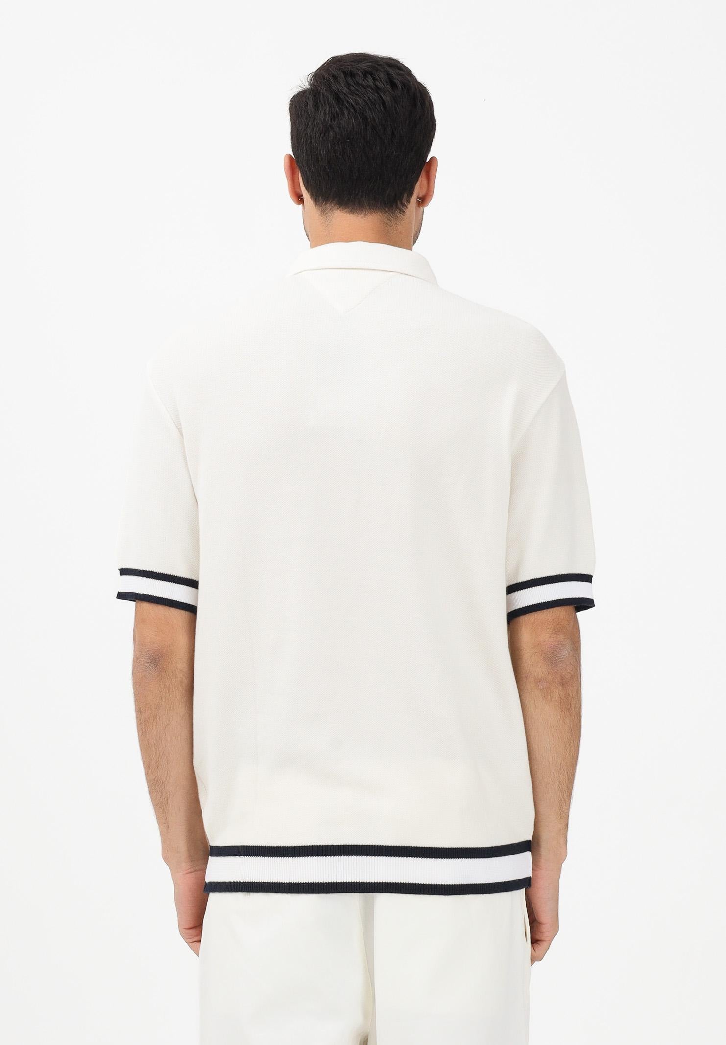 TOMMY HILFIGER Polo a manica corta panna da uomo con ricamo logo MW0MW41620 Z00 TOMMY HILFIGER