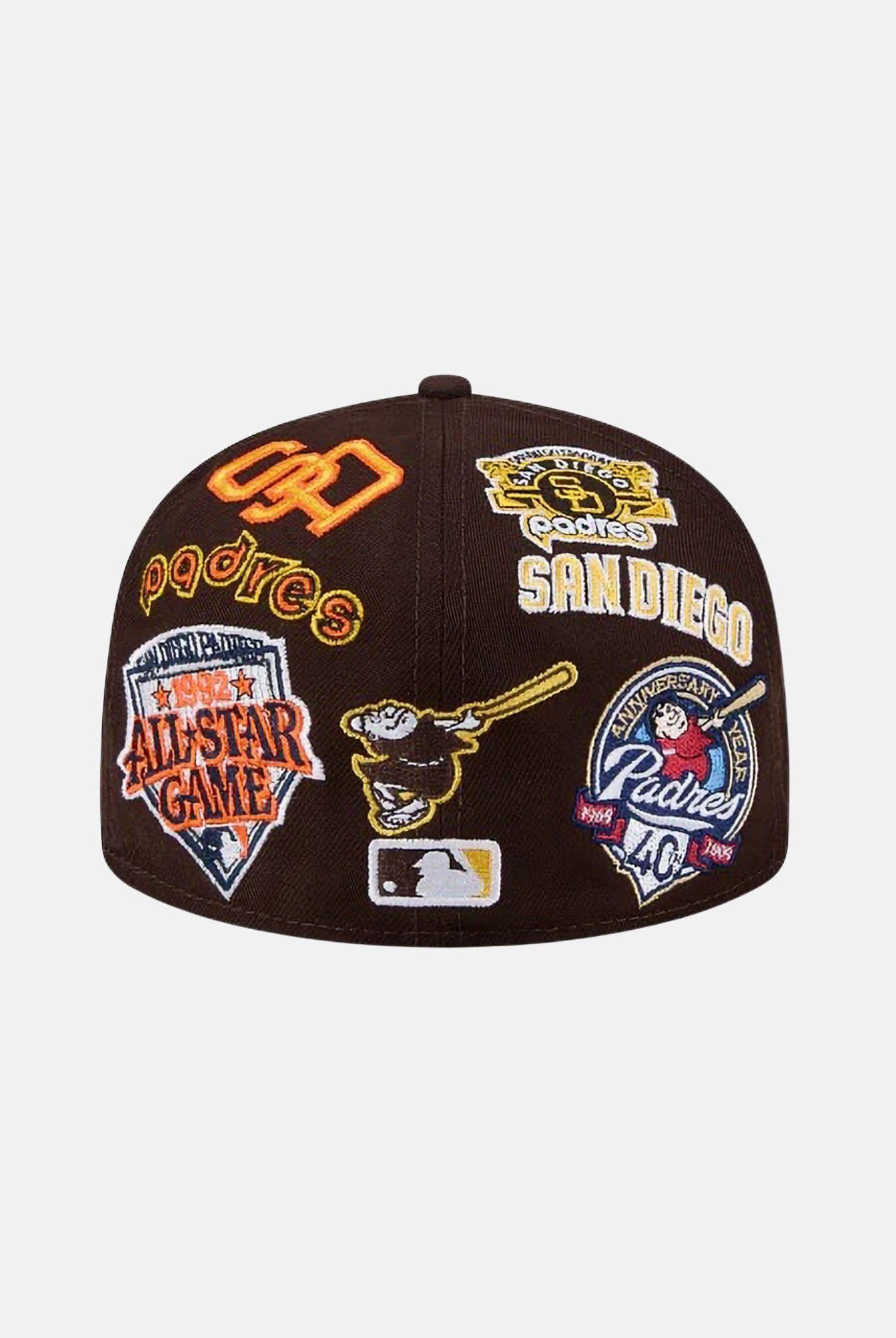 NEW ERA Cappello con visiera San Diego Padres All Over 59 FIFTY Fitted marrone per uomo e donna 60803401 . NEW ERA