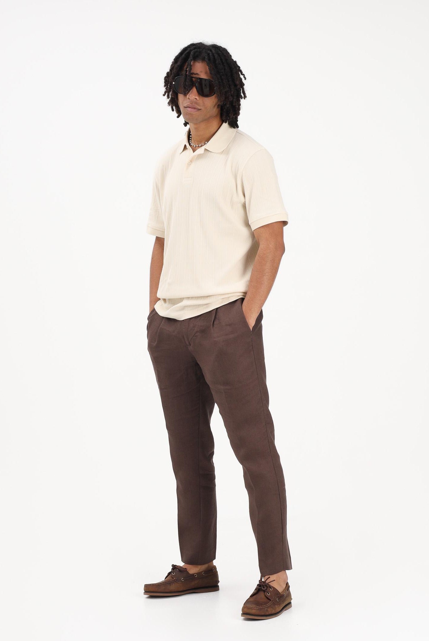 ENTRE AMIS Pantalone in lino marrone da uomo P26JAP5RENO2148 5174 ENTRE AMIS