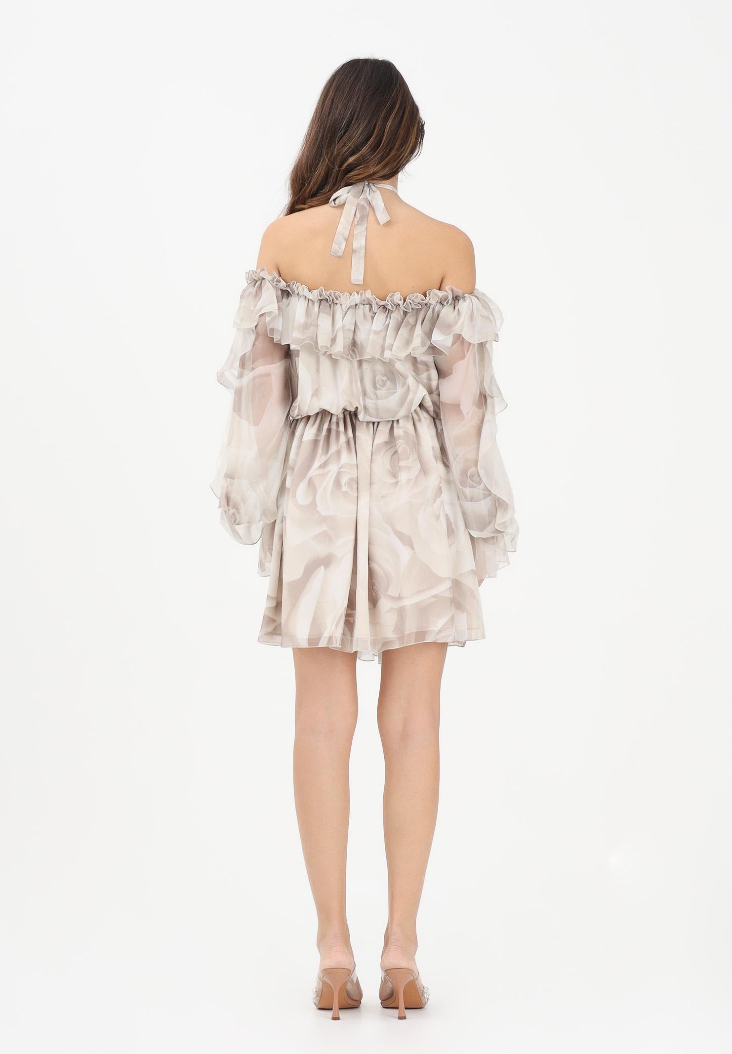 SHIT Abito corto beige da donna con delicata fantasia floreale SH26057 NURO SHIT