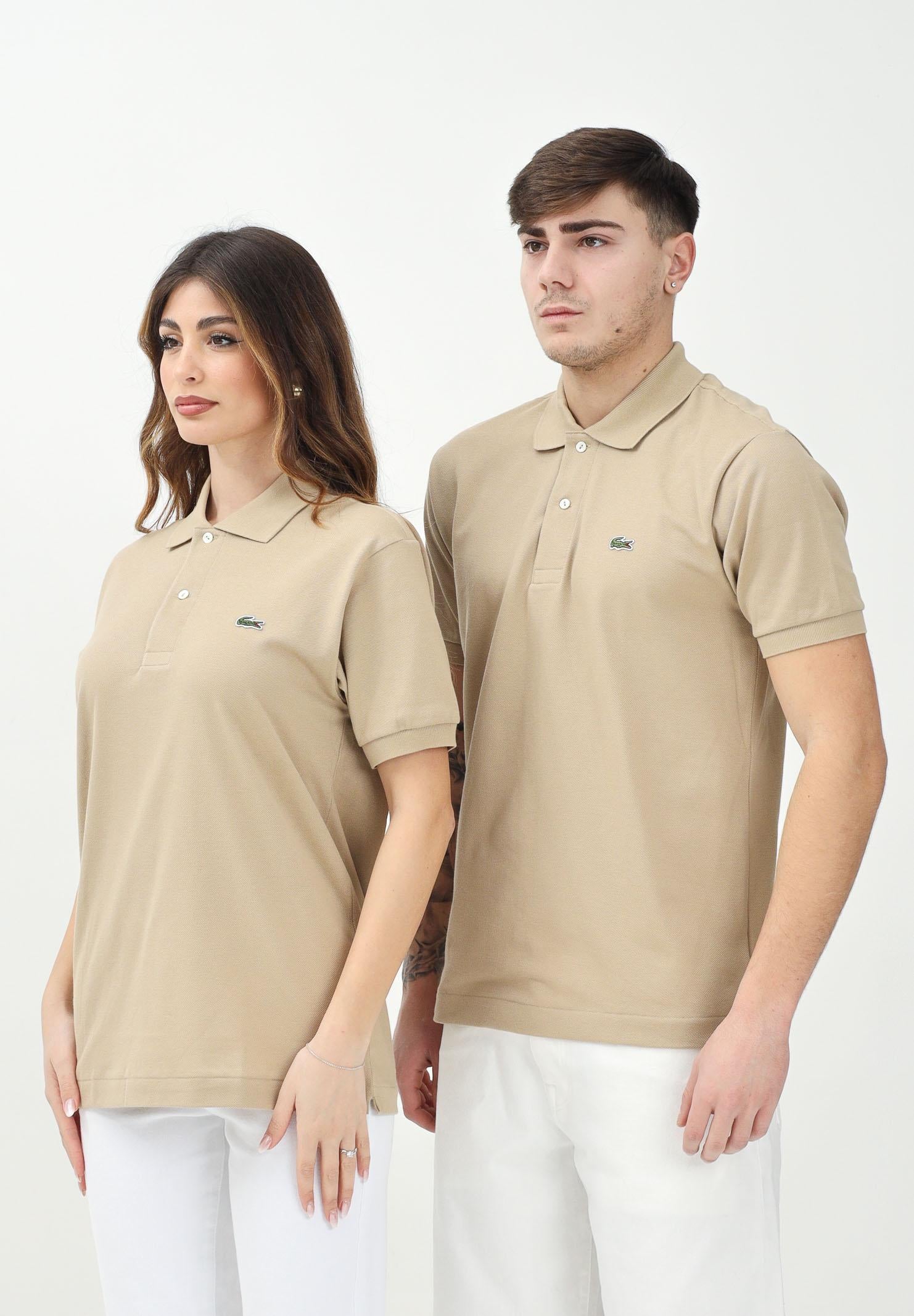 LACOSTE Polo beige per uomo e donna con patch logo coccodirllo 1212 02S LACOSTE