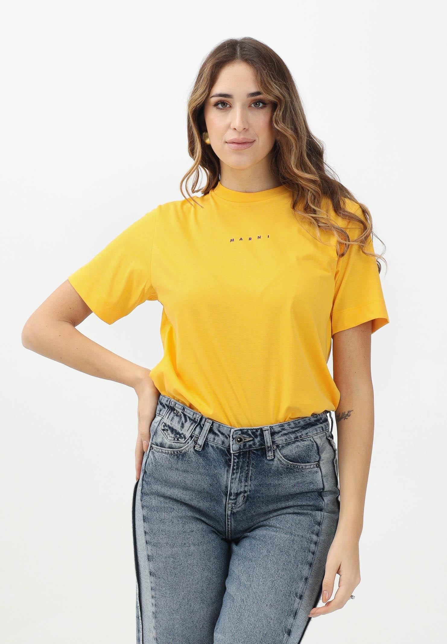 MARNI T-shirt a manica corta gialla per donna, ragazzi e bambini con stampa logo M01413M00RF 0M219 MARNI
