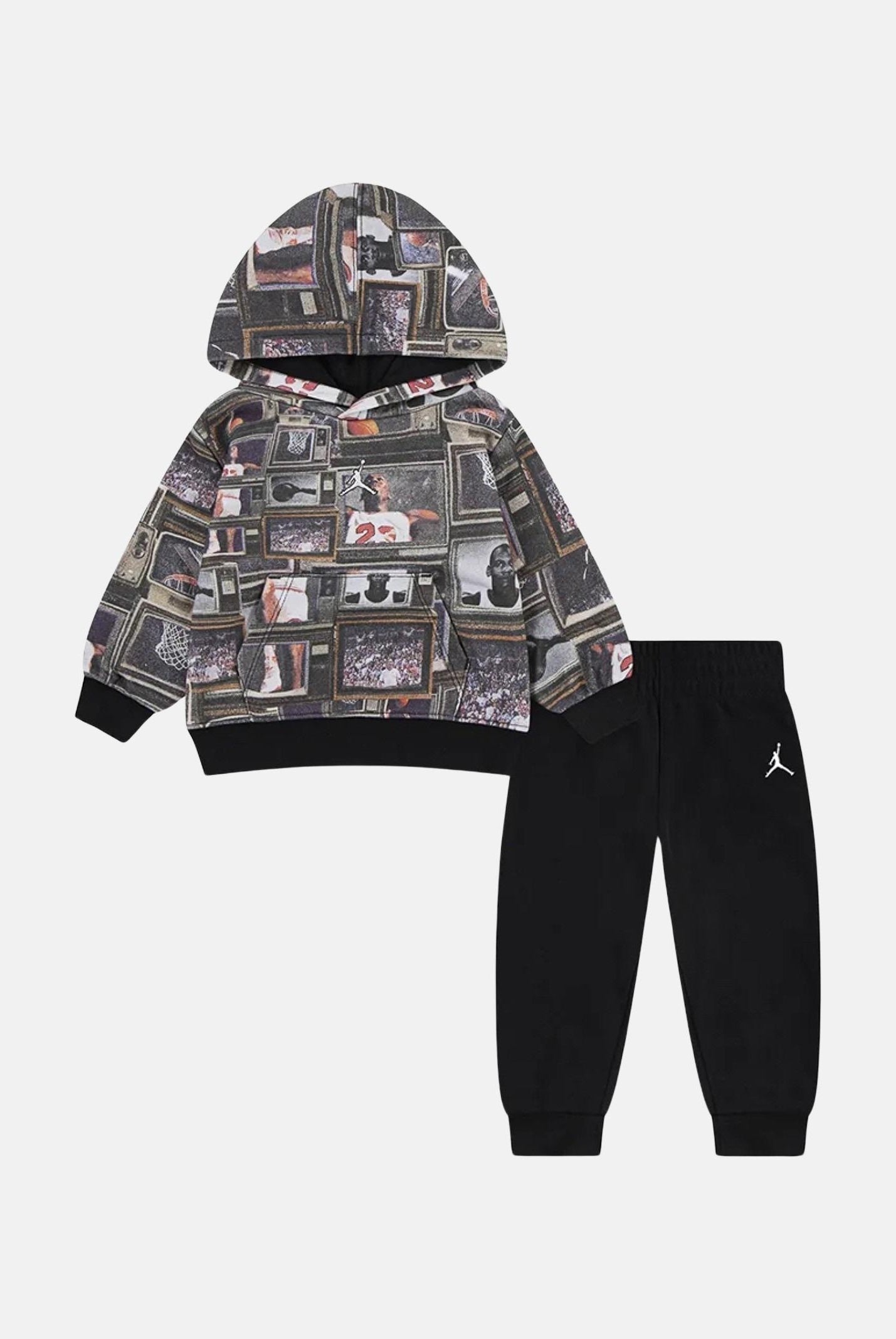 JORDAN Tuta Brooklyn French Terry nera da neonato 65F239 023 JORDAN