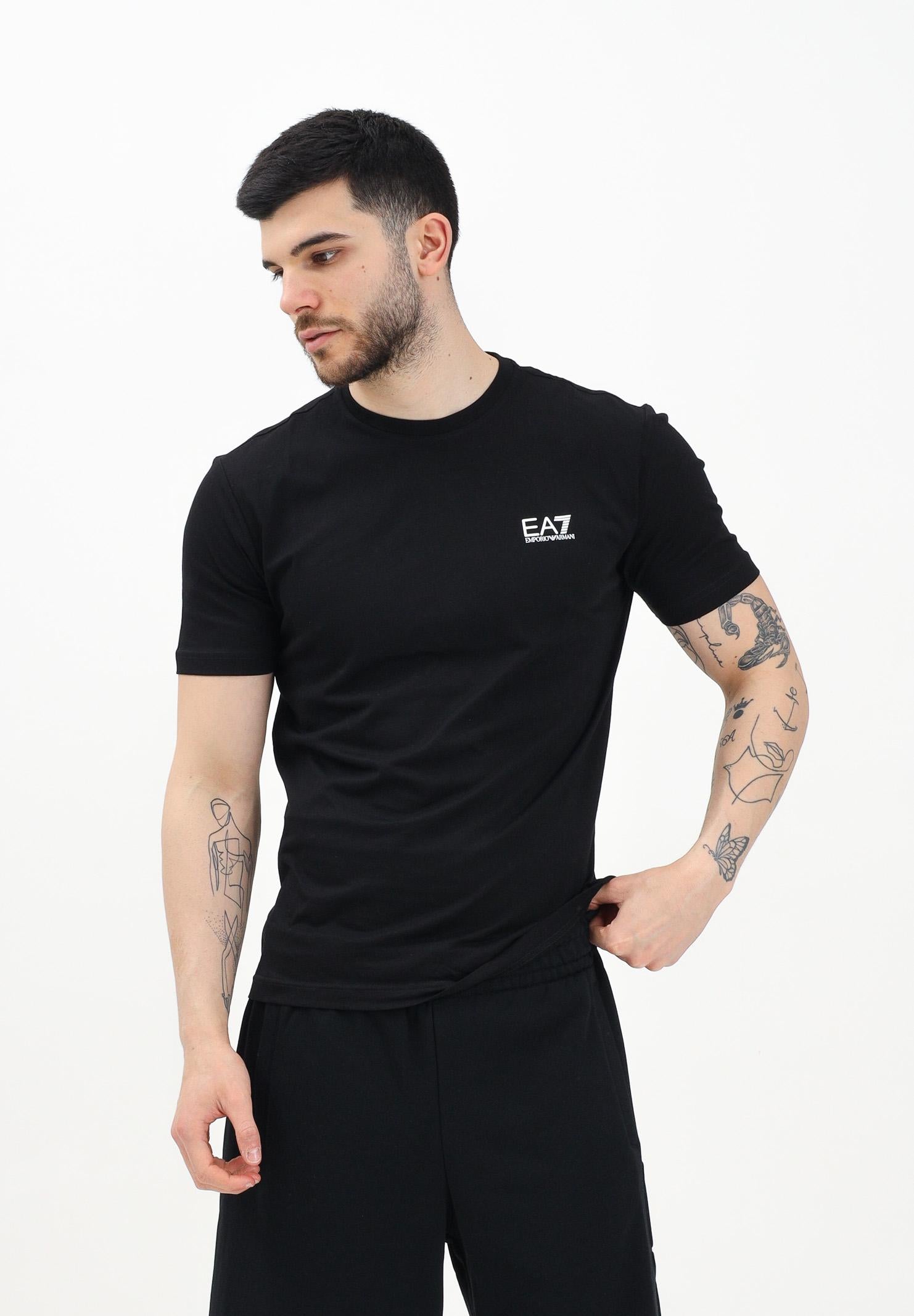 EA7 T-shirt a manica corta nera da uomo con stampa logo 8NPT25PJVPZ 1200 EA7