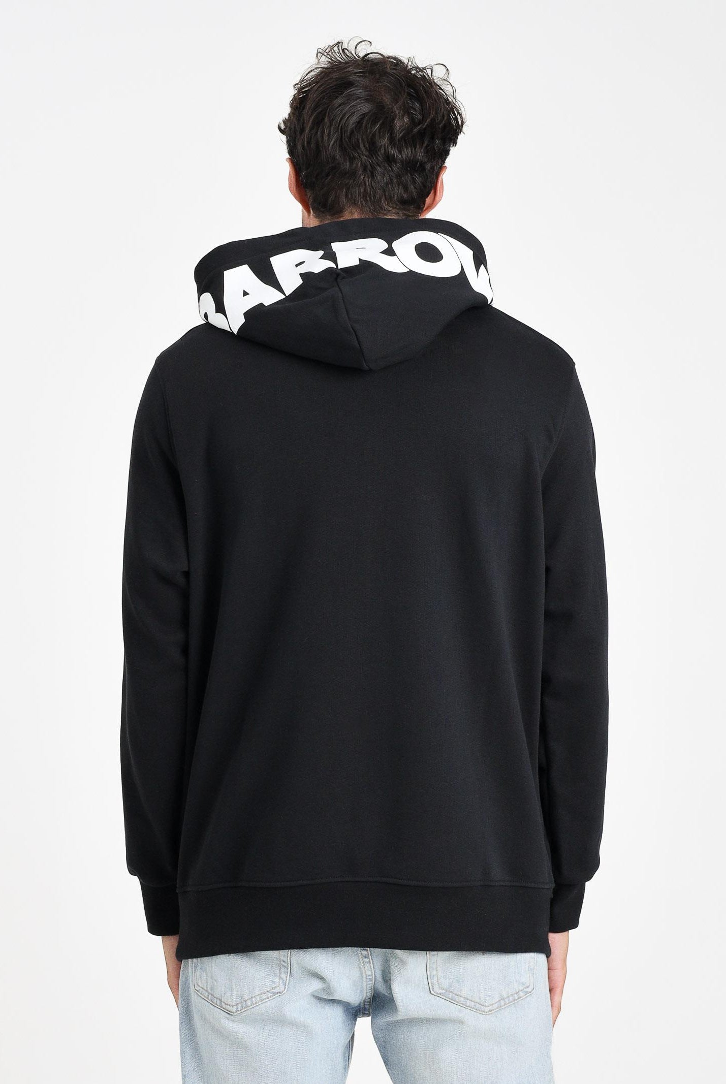 BARROW Felpa nera per uomo e donna con cappuccio logato F5BWUAHS058 110 BARROW