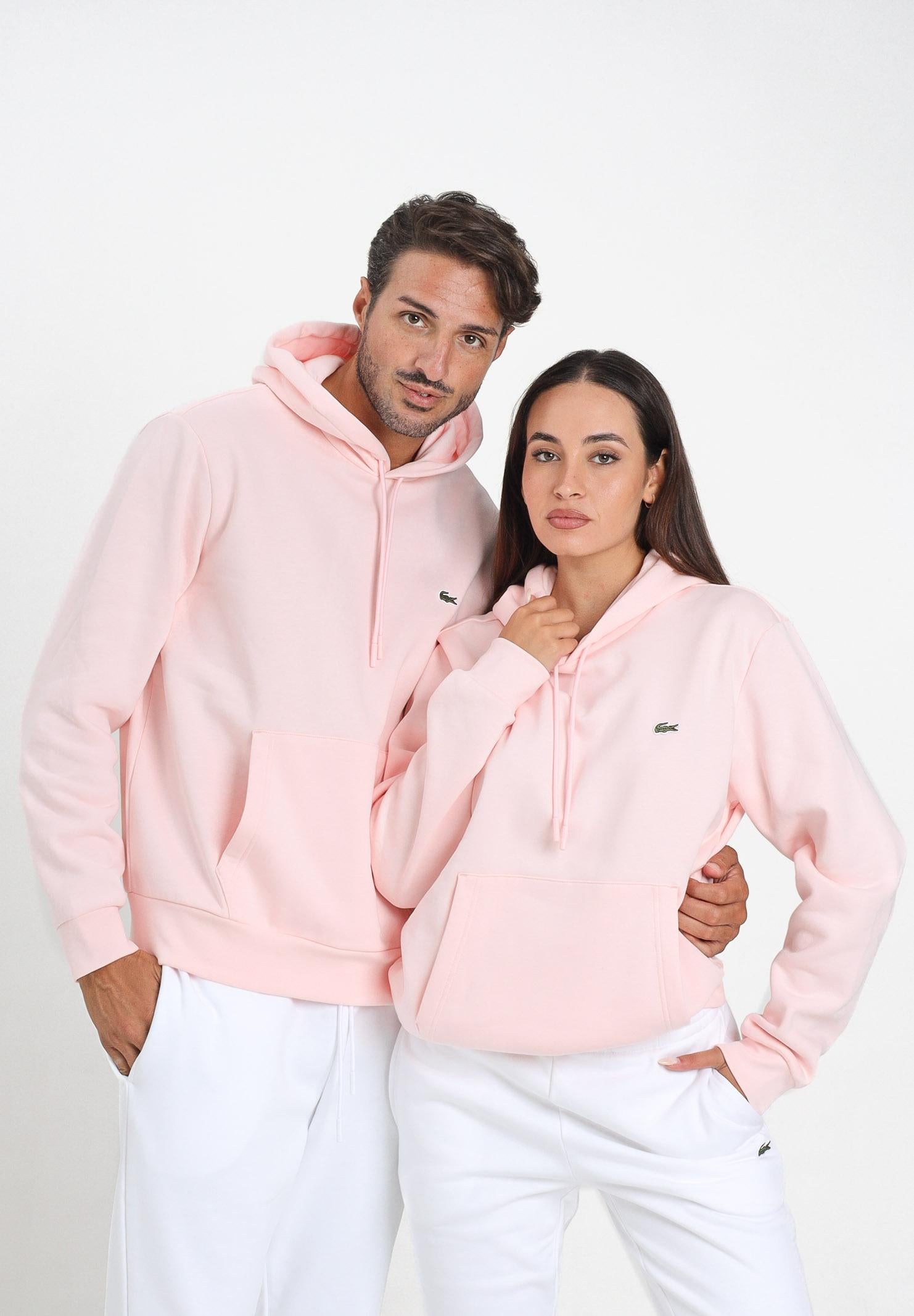 LACOSTE Felpa con cappuccio rosa per uomo e donna SH9623 T03 LACOSTE