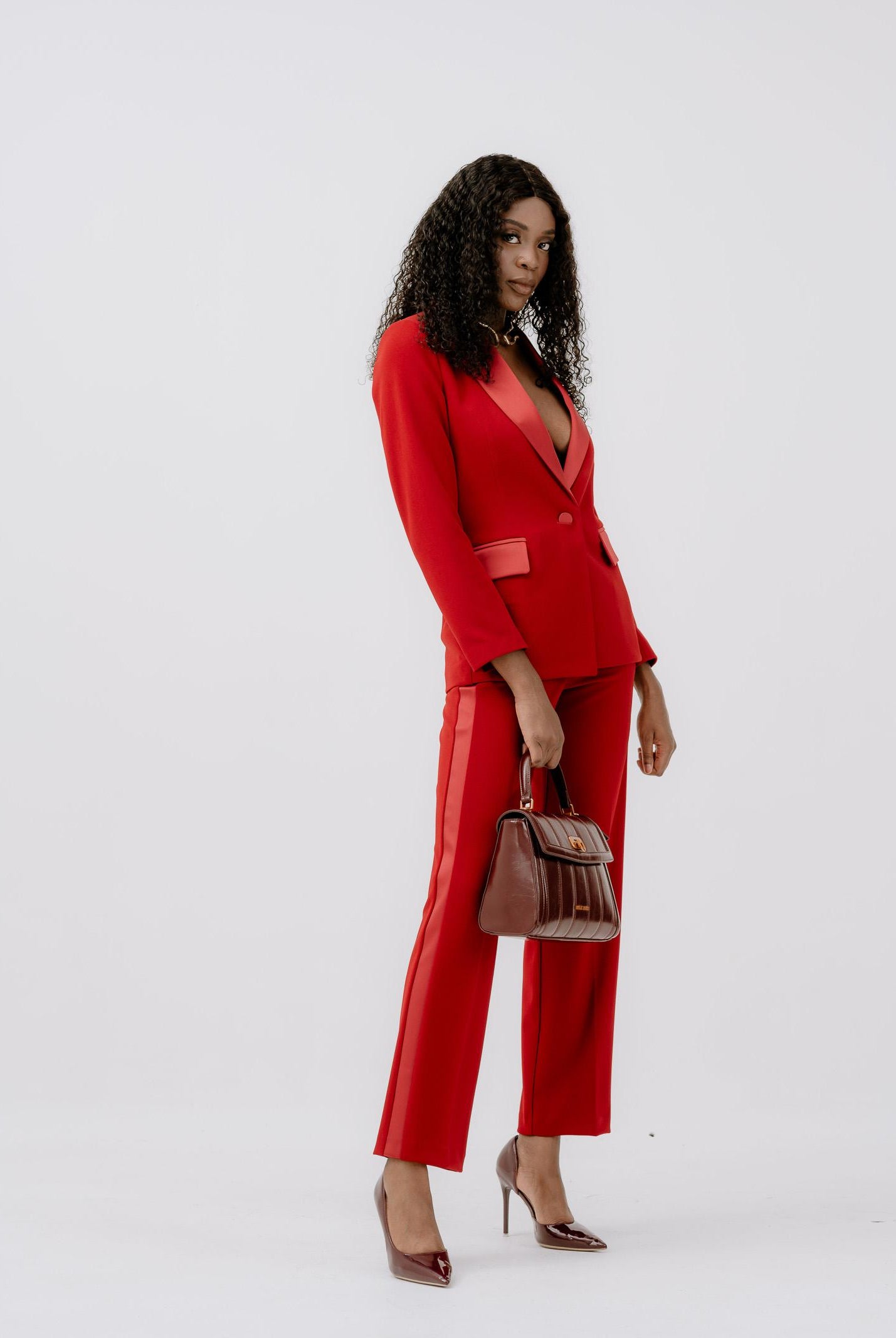 VICOLO Giacca rossa da donna con inserti in raso TF0304 FU35 VICOLO