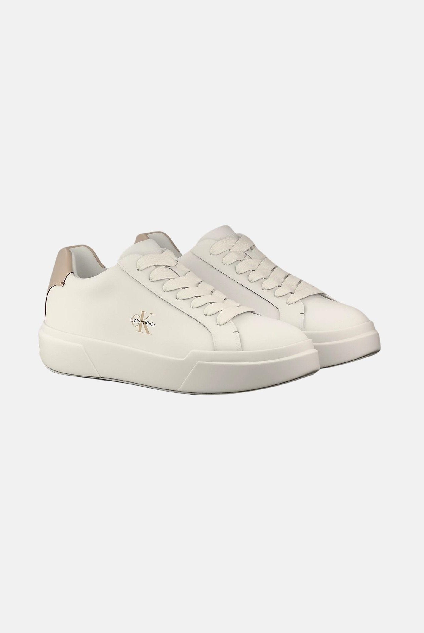 CALVIN KLEIN JEANS Sneakers Chunky Cupsole Laceup LTH, colore brand Marshmallow/Nomad corrispondente al bianco panna e beige, da uomo YM0YM01344 0LC CALVIN KLEIN JEANS