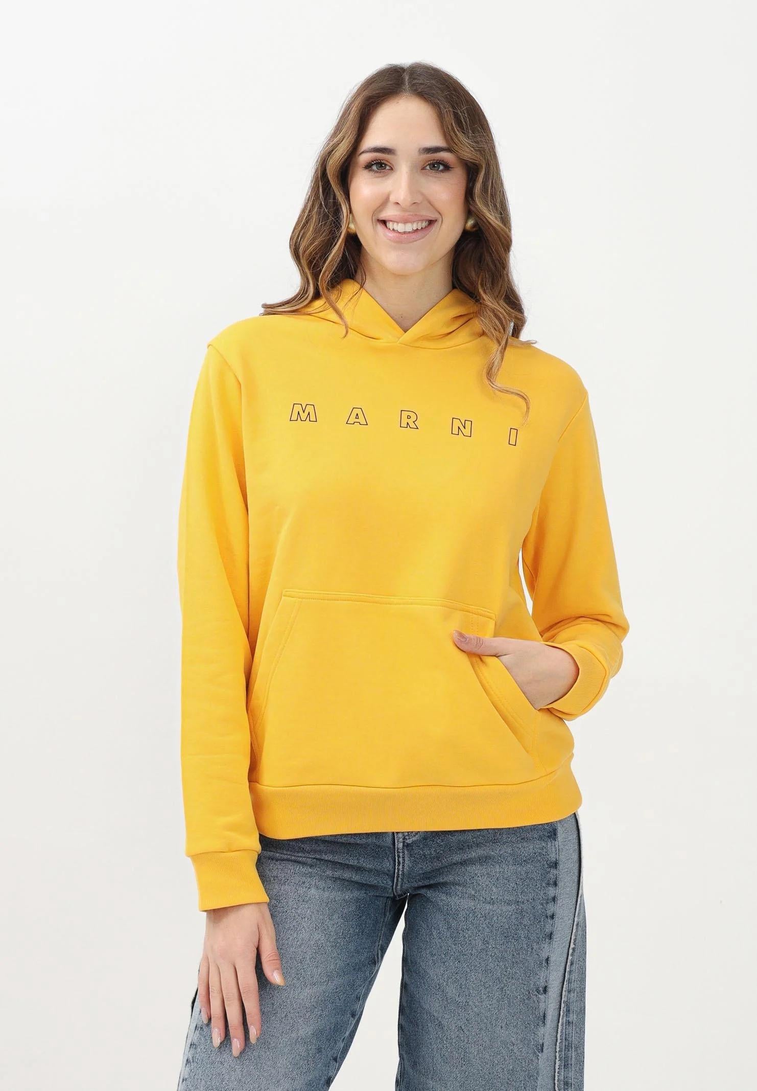 MARNI Felpa con cappuccio gialla per donna, ragazzi e bambini rifinita da stampa logo M01407M00V0 0M219 MARNI