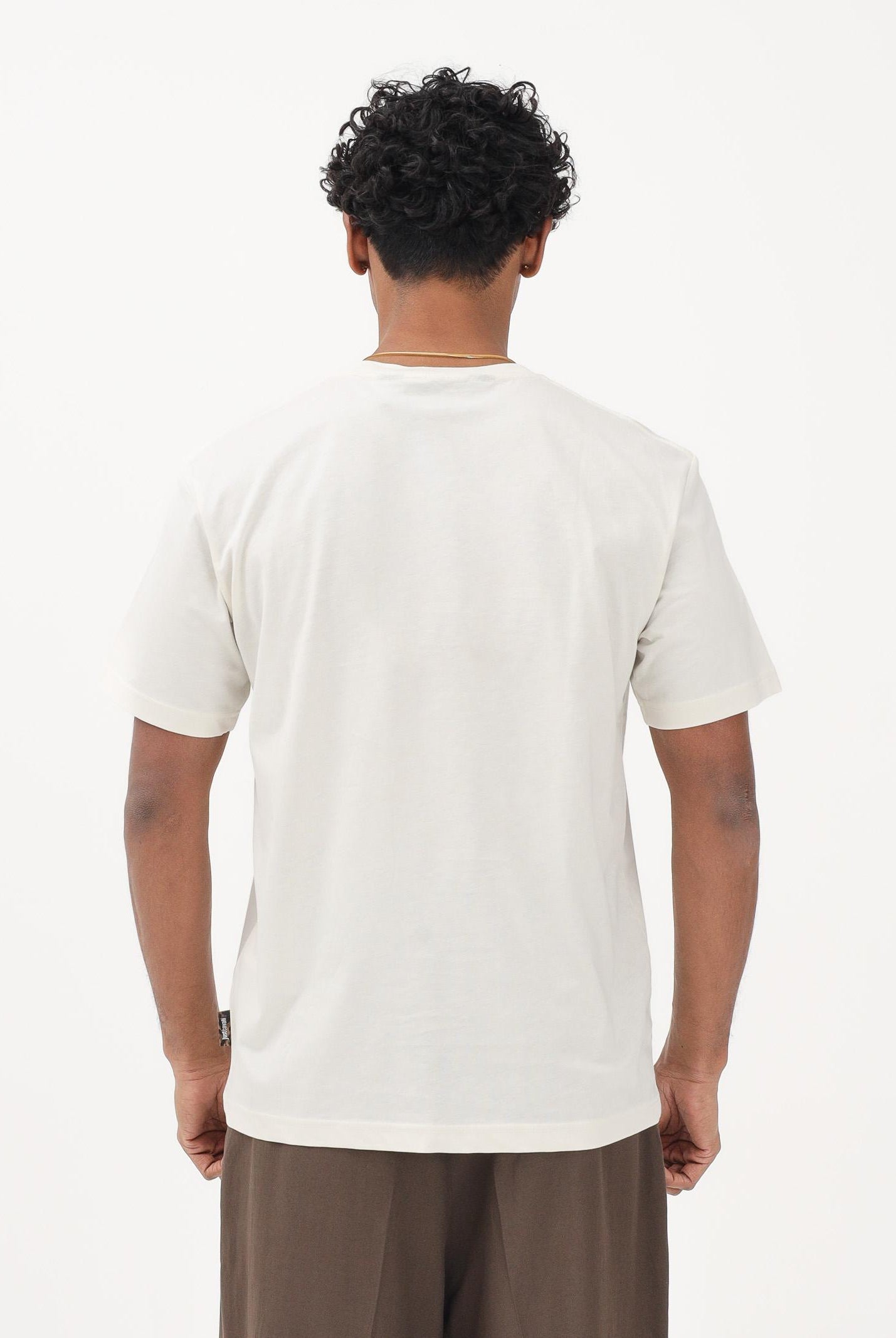 JUST CAVALLI T-shirt a manica corta bianca da uomo arricchita da applicazione grafica sul petto 80OAHT21CJ500 004 JUST CAVALLI