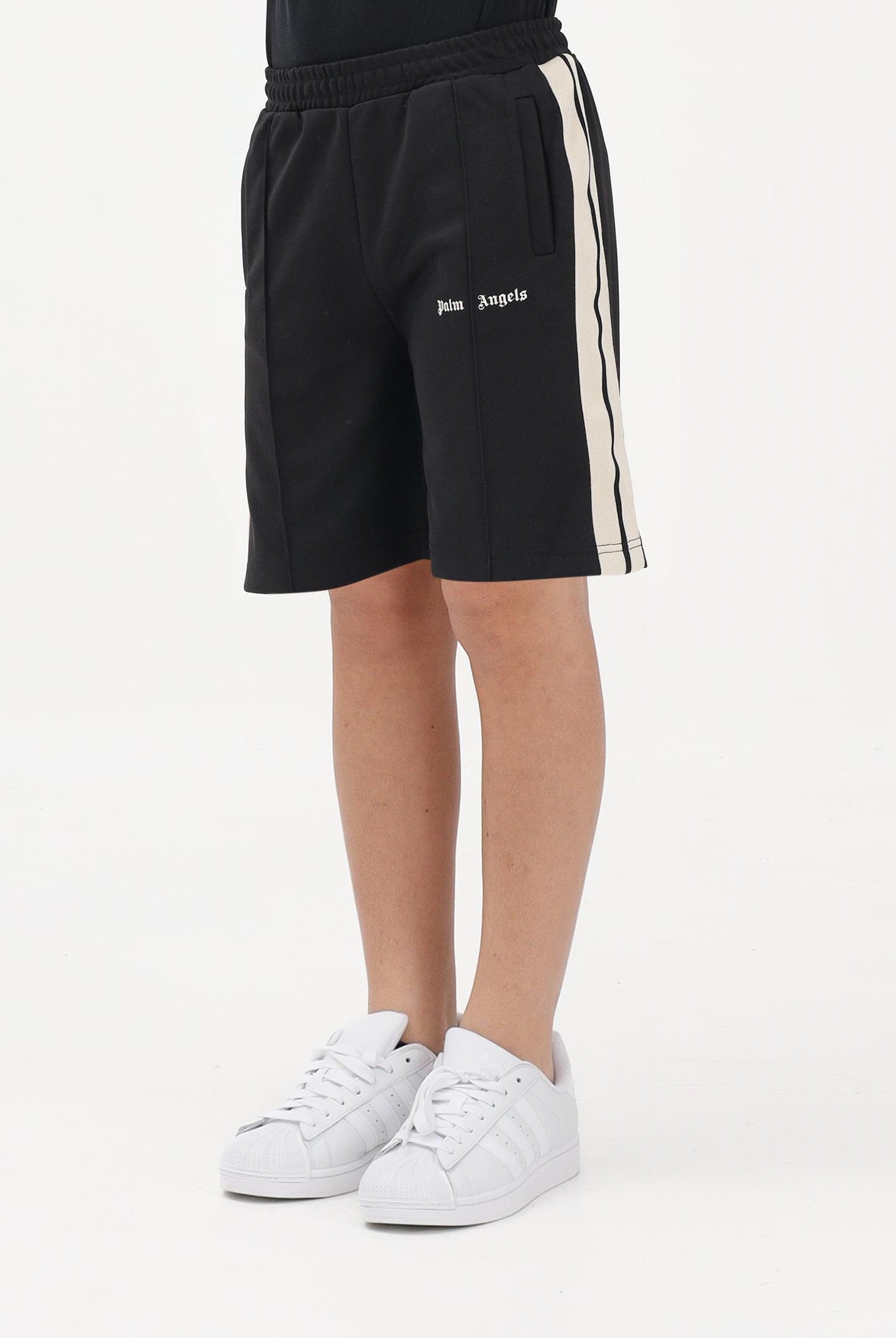 PALM ANGELS Shorts sportivo nero per donna, ragazzi e bambini con logo PBCL001S26FAB001 110 PALM ANGELS