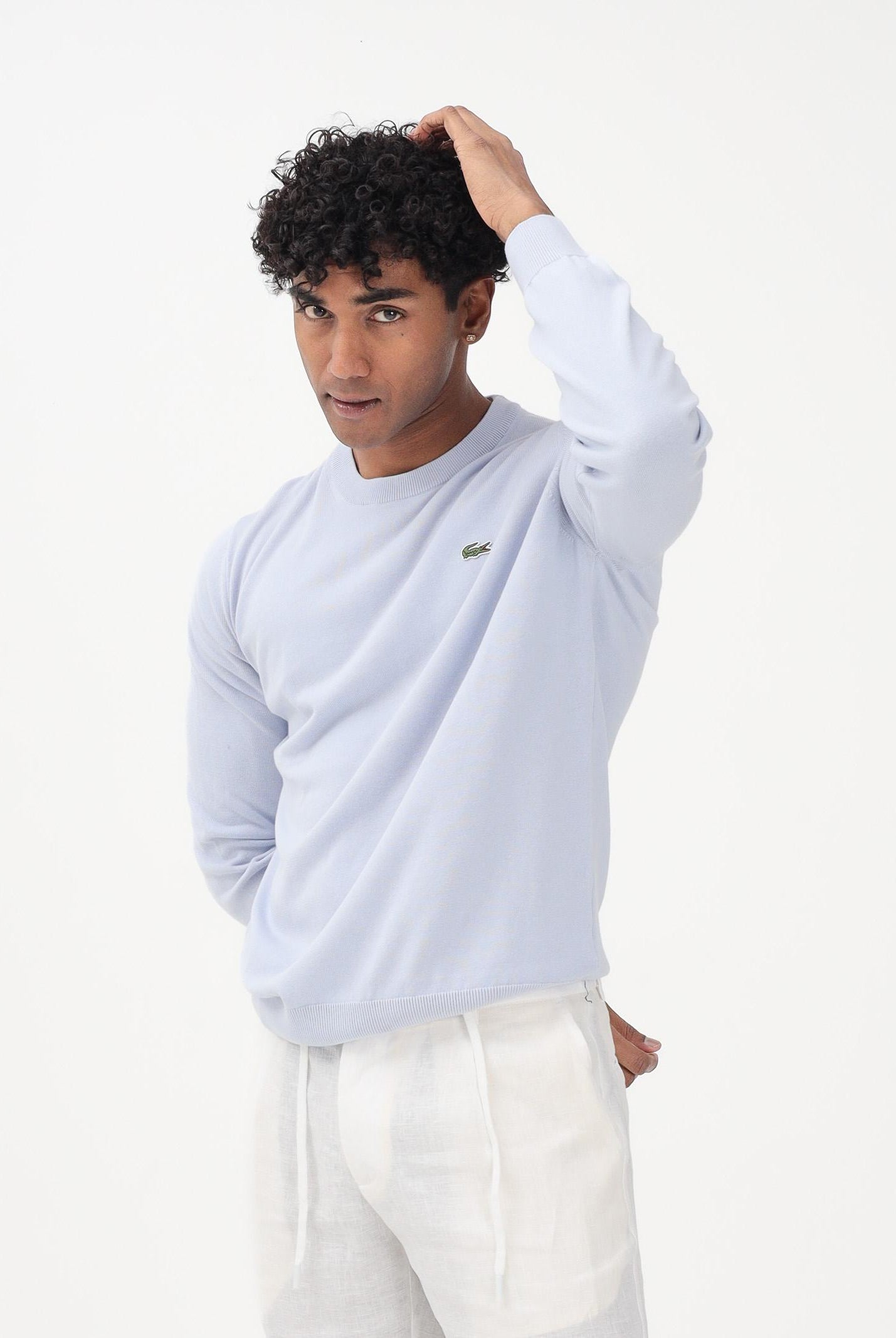 LACOSTE Maglioncino girocollo azzurro polvere da uomo AH1985 J2G LACOSTE