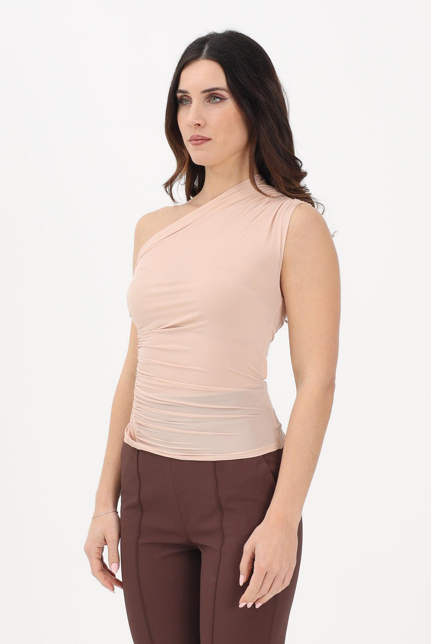 ELISABETTA FRANCHI Top elegante nude da donna con zip laterale CN00962E2 EA1 ELISABETTA FRANCHI