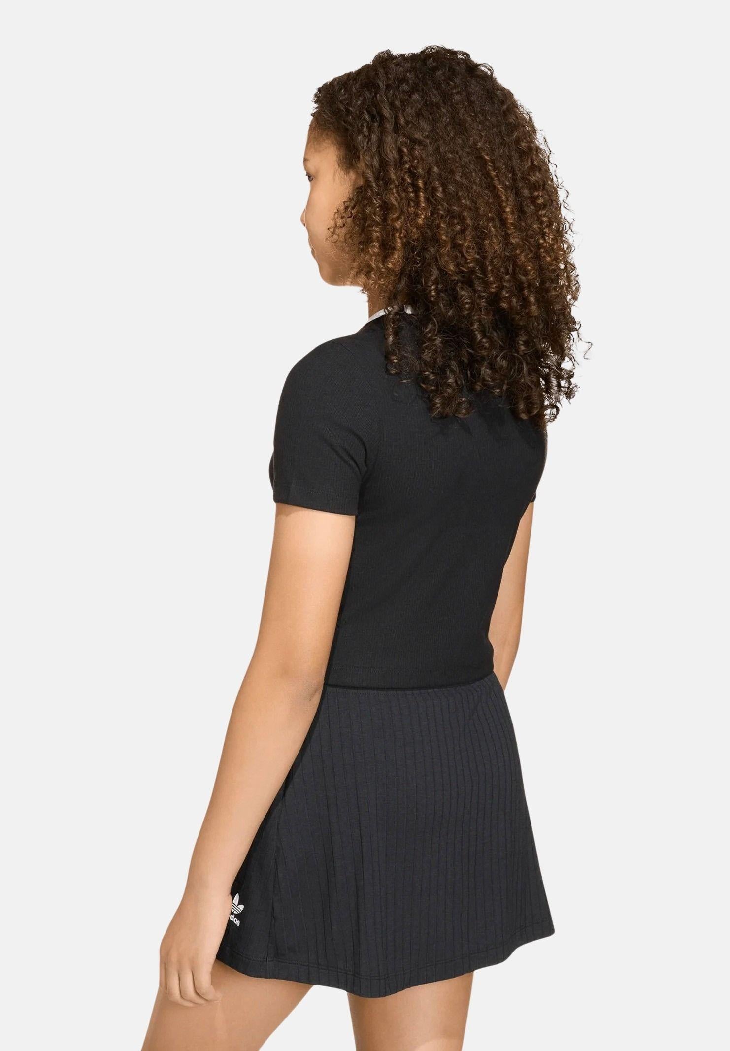 ADIDAS ORIGINALS T-shirt a manica corta Tight Mini Rib nera da bambina KE2496 . ADIDAS ORIGINALS