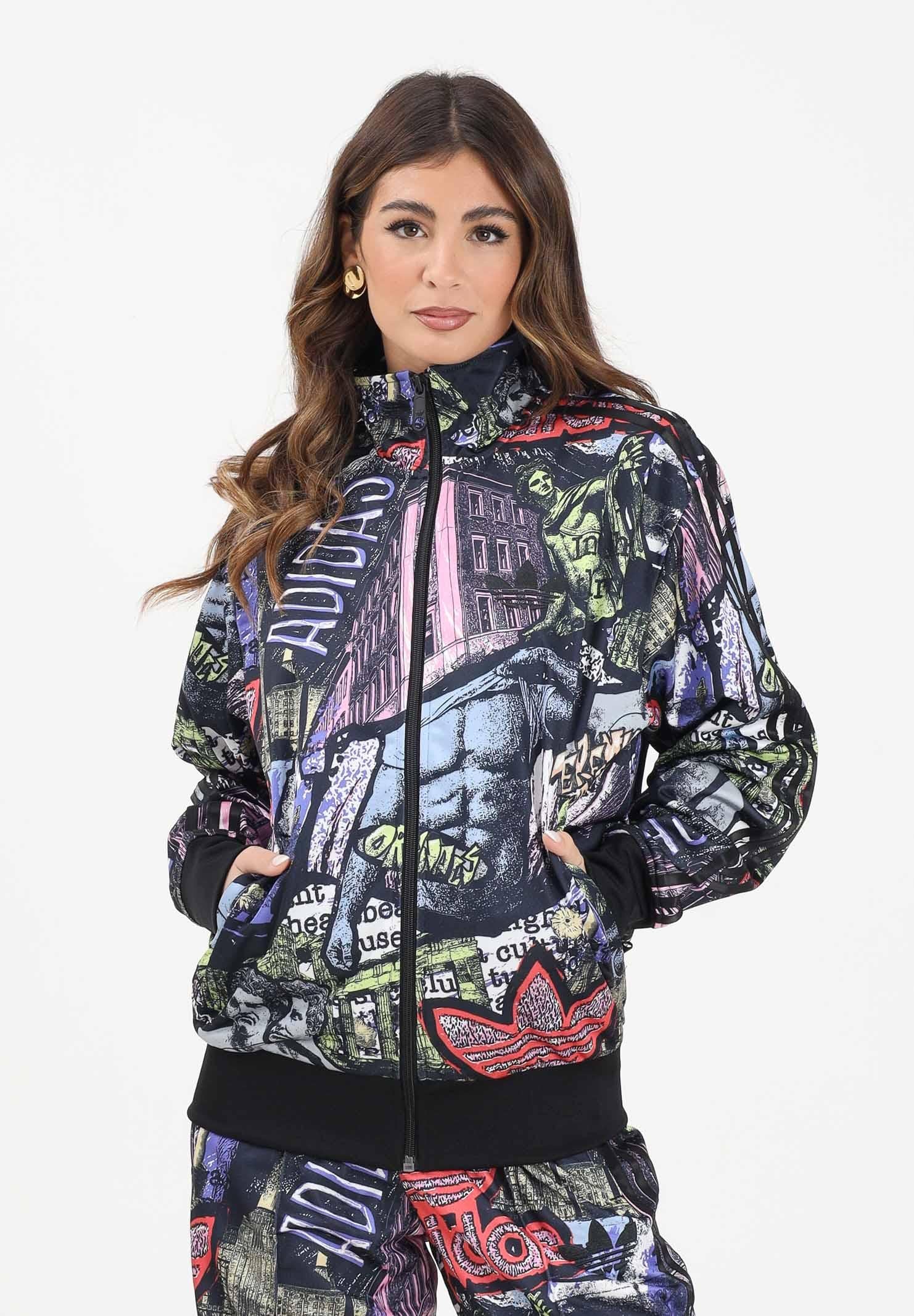 ADIDAS ORIGINALS Felpa con zip adidas X Jeremy Scott Pride AOP nera da donna JY2023 ADIDAS ORIGINALS