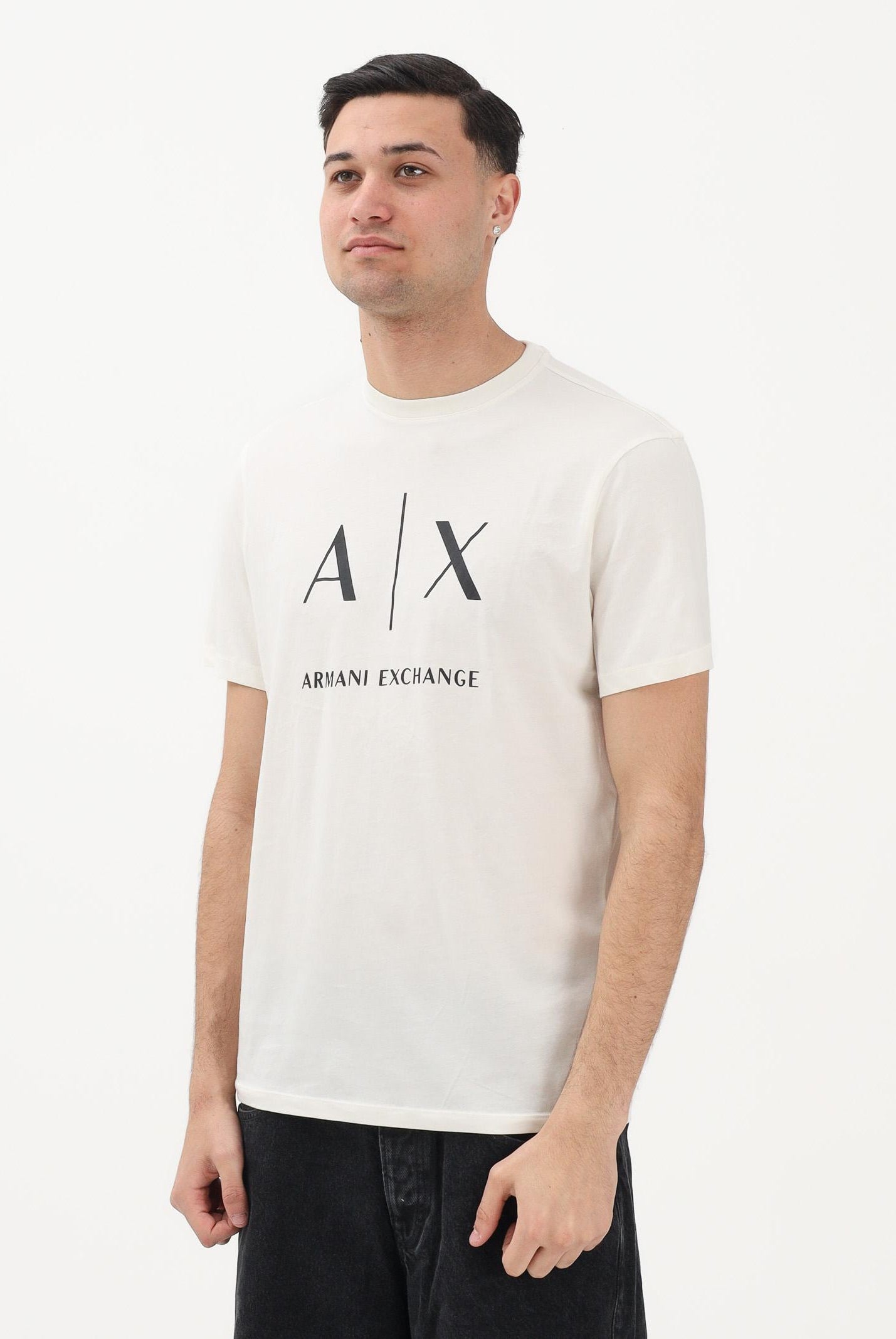 ARMANI EXCHANGE T-shirt a manica corta crema da uomo con logo XM002683AF10356 U1074 ARMANI EXCHANGE