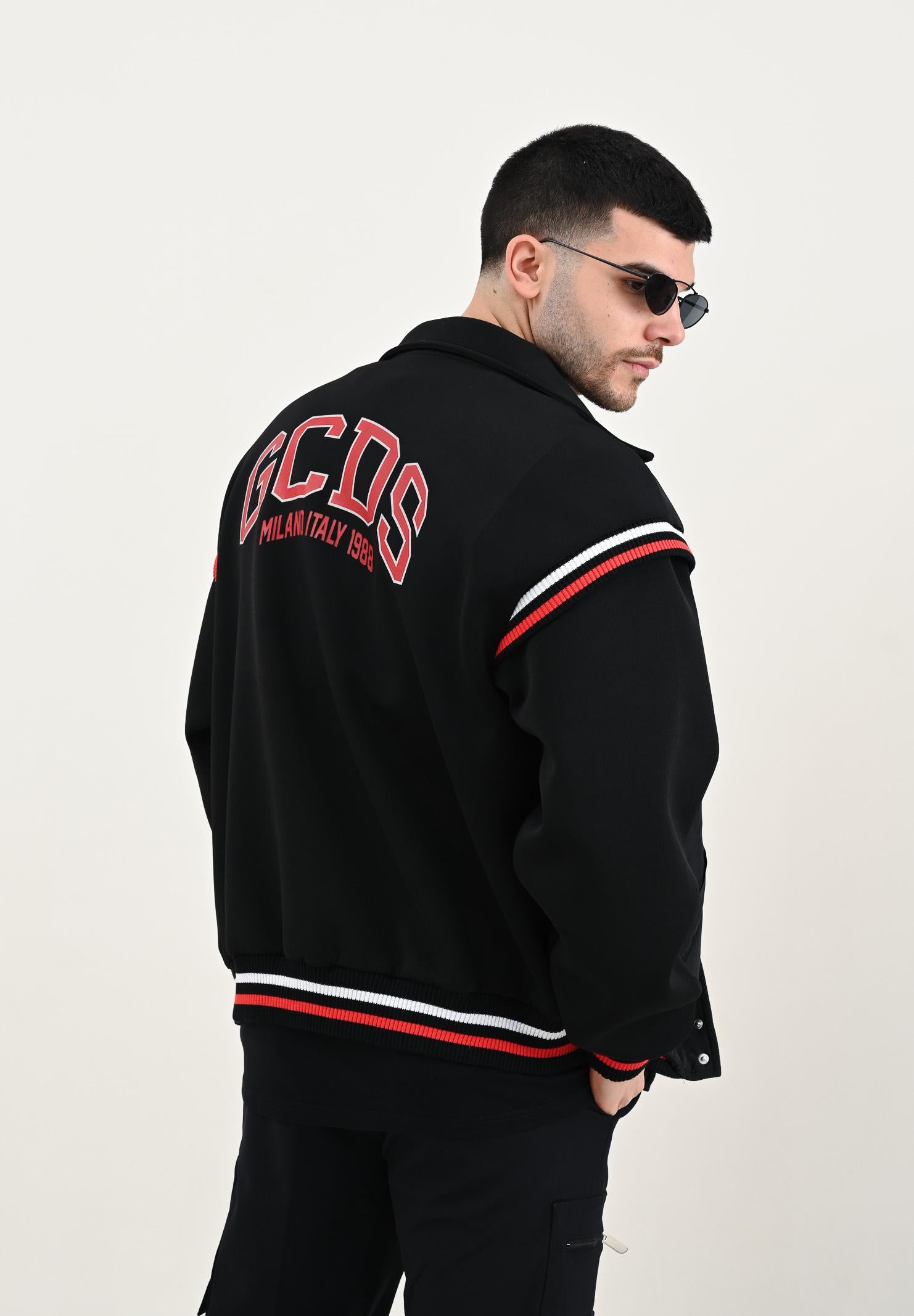 GCDS Bomber nero per uomo e donna con logo sul retro B2EM0901MA0 99 GCDS