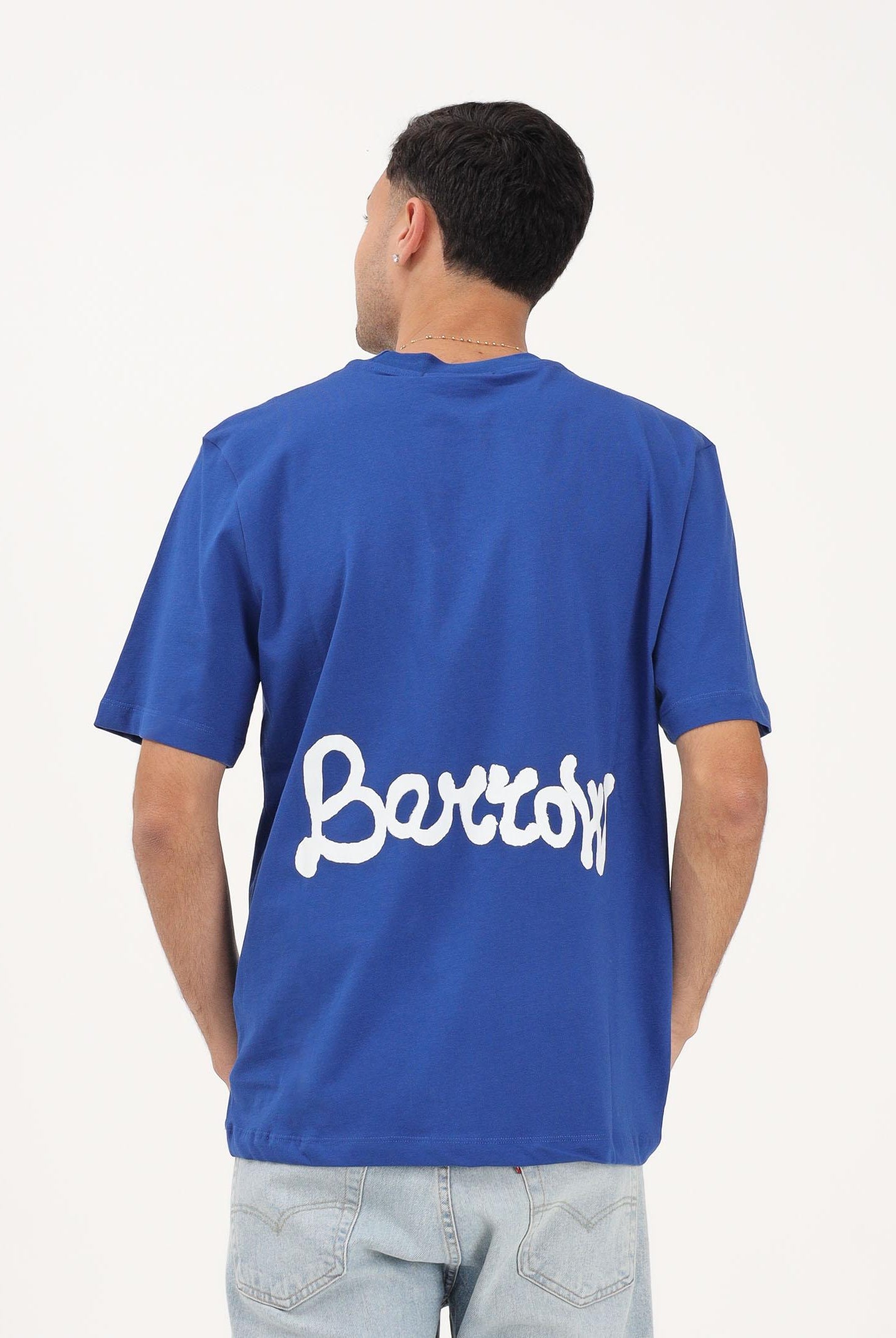 BARROW T-shirt a manica corta blu per uomo e donna con stampa S6BWUATH078 066 BARROW