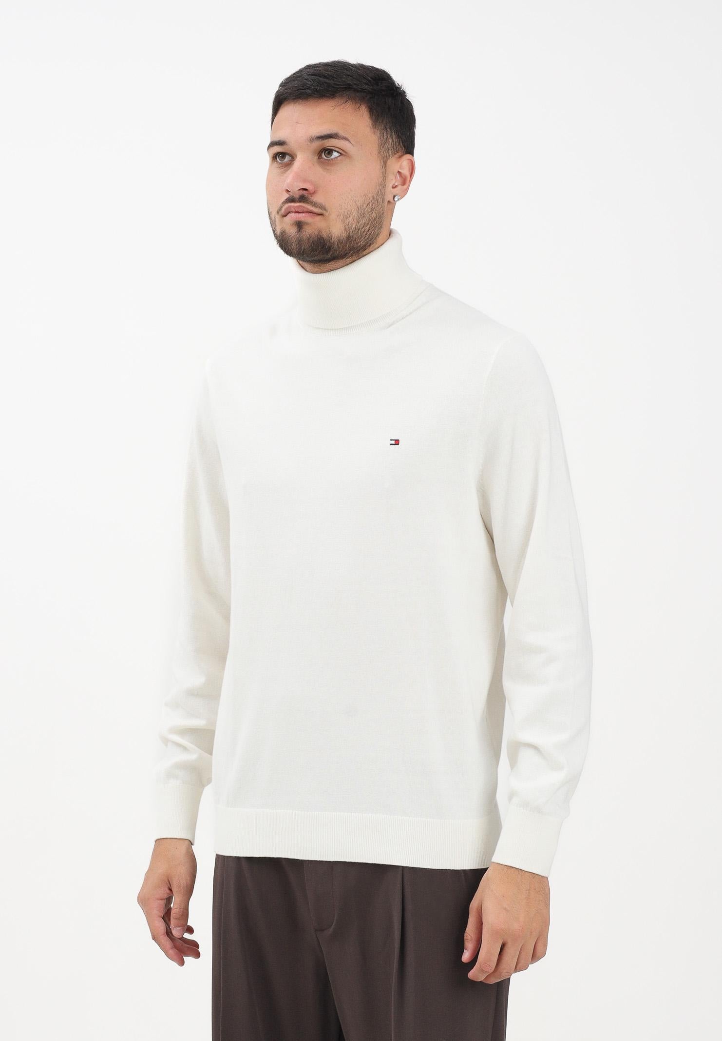 TOMMY HILFIGHER Maglioncino a collo alto panna da uomo MW0MW28048Z00 TOMMY HILFIGER