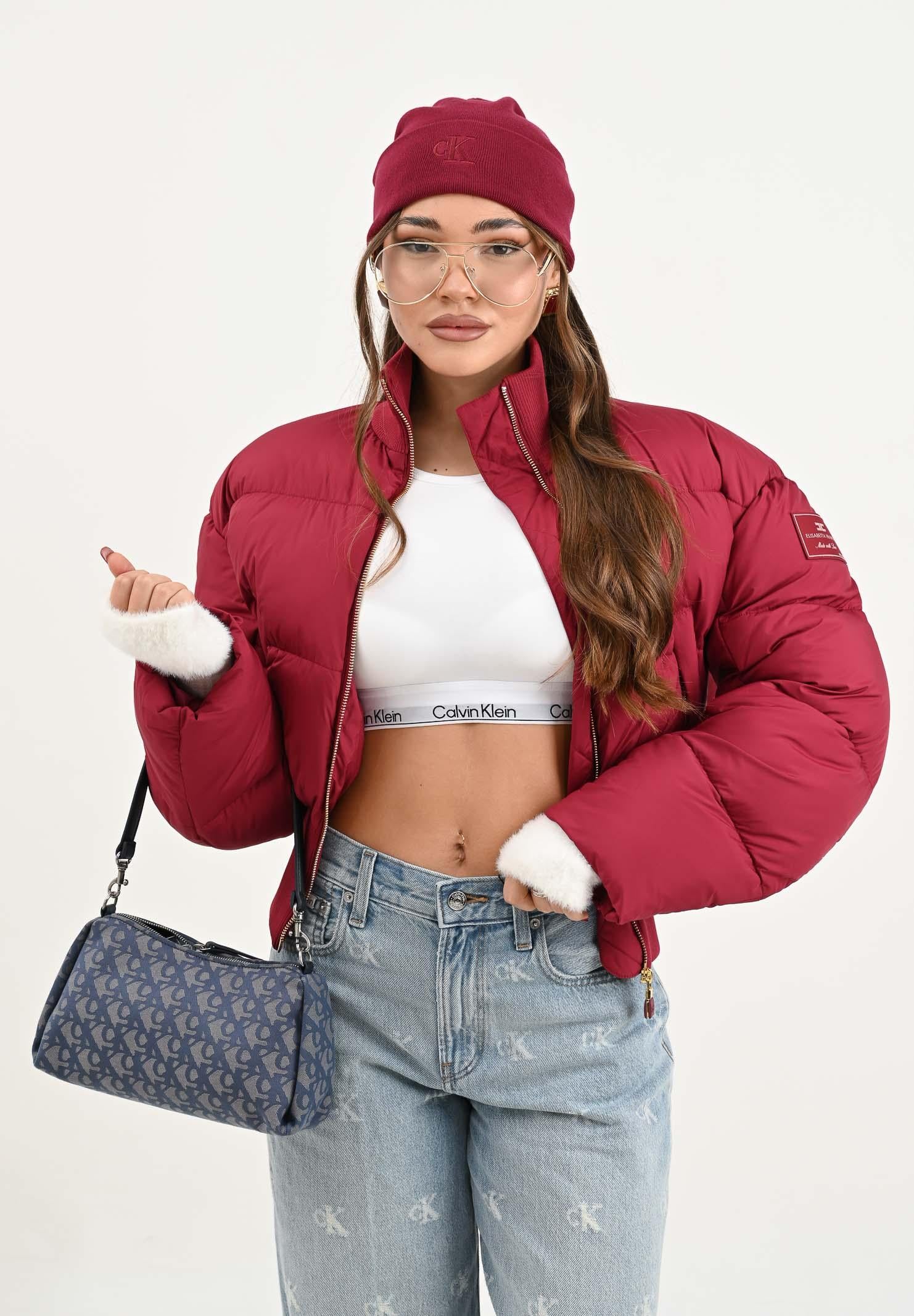 ELISABETTA FRANCHI Bomber ciliegia da donna con patch logo PI85D56E2 EA5 ELISABETTA FRANCHI